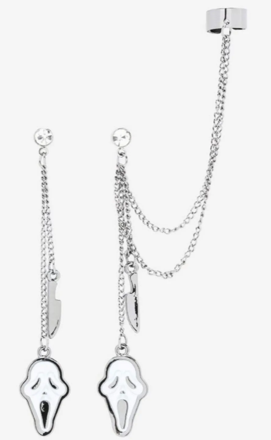 Official Scream Ghostface Earrings Horror Bioworld image indicator(3)