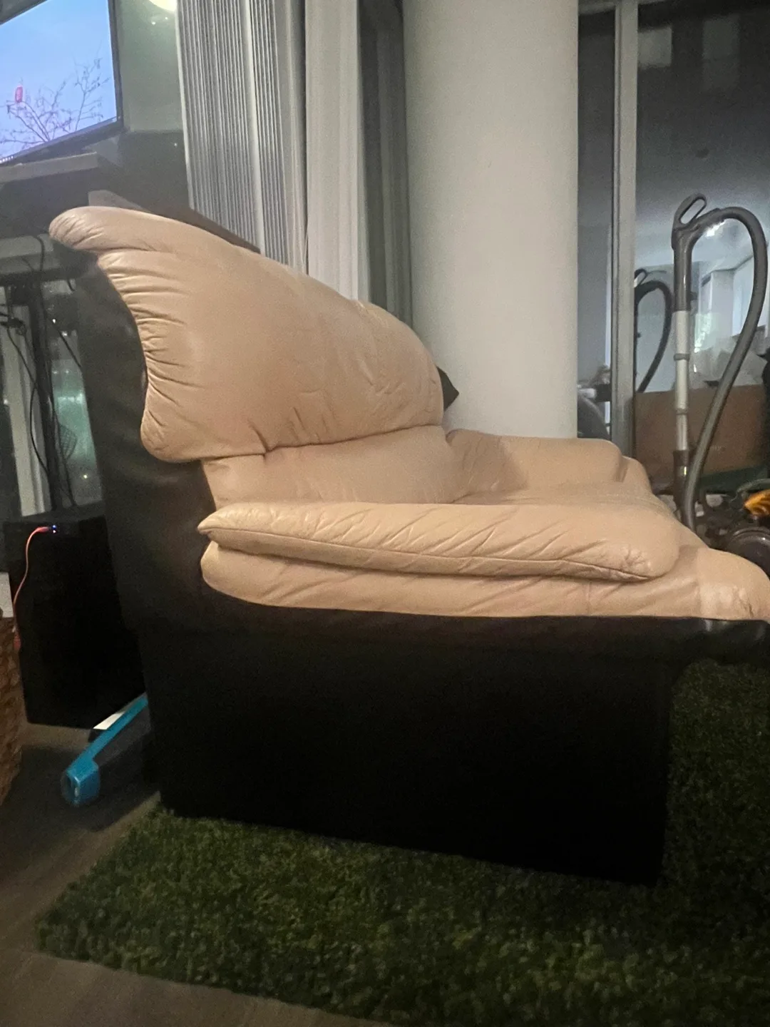 Beige Leather Loveseat image indicator(2)