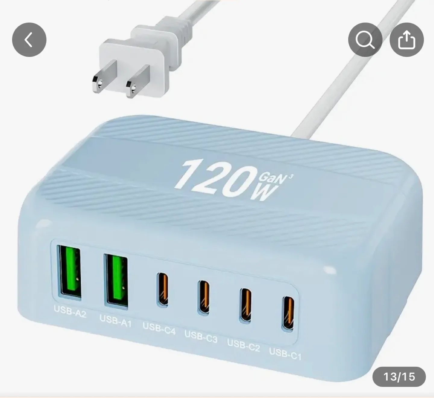 120W 4-Port GaN USB Charger - Mint Green image indicator(2)