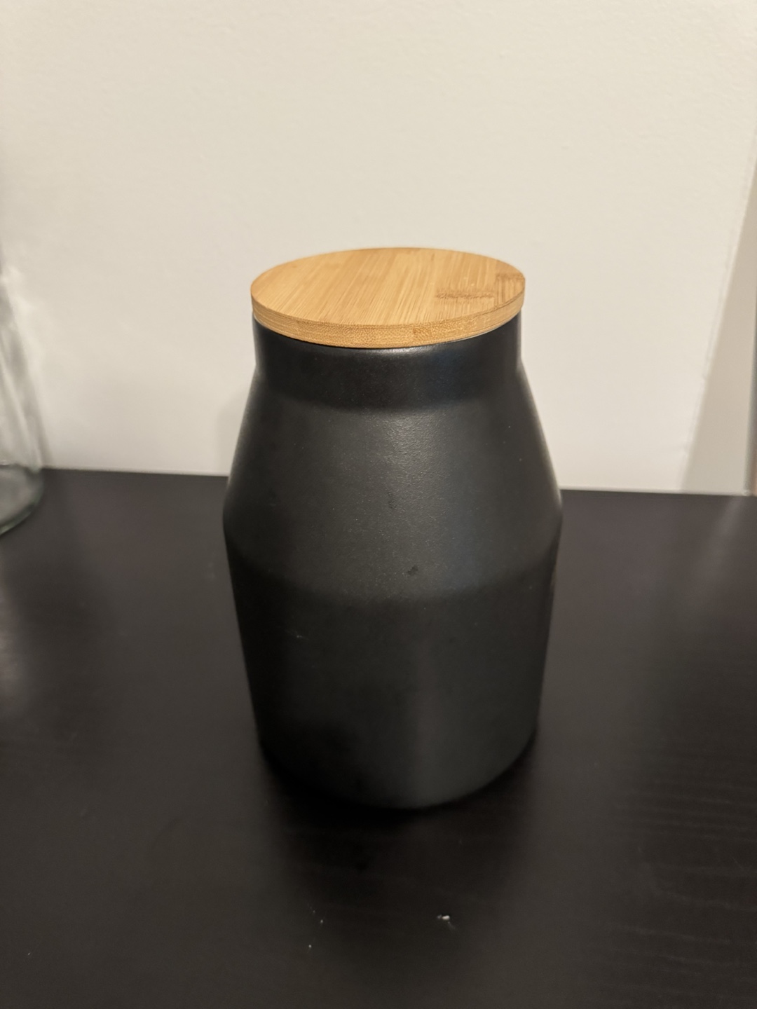 Black Ceramic Canister with Bamboo Lid