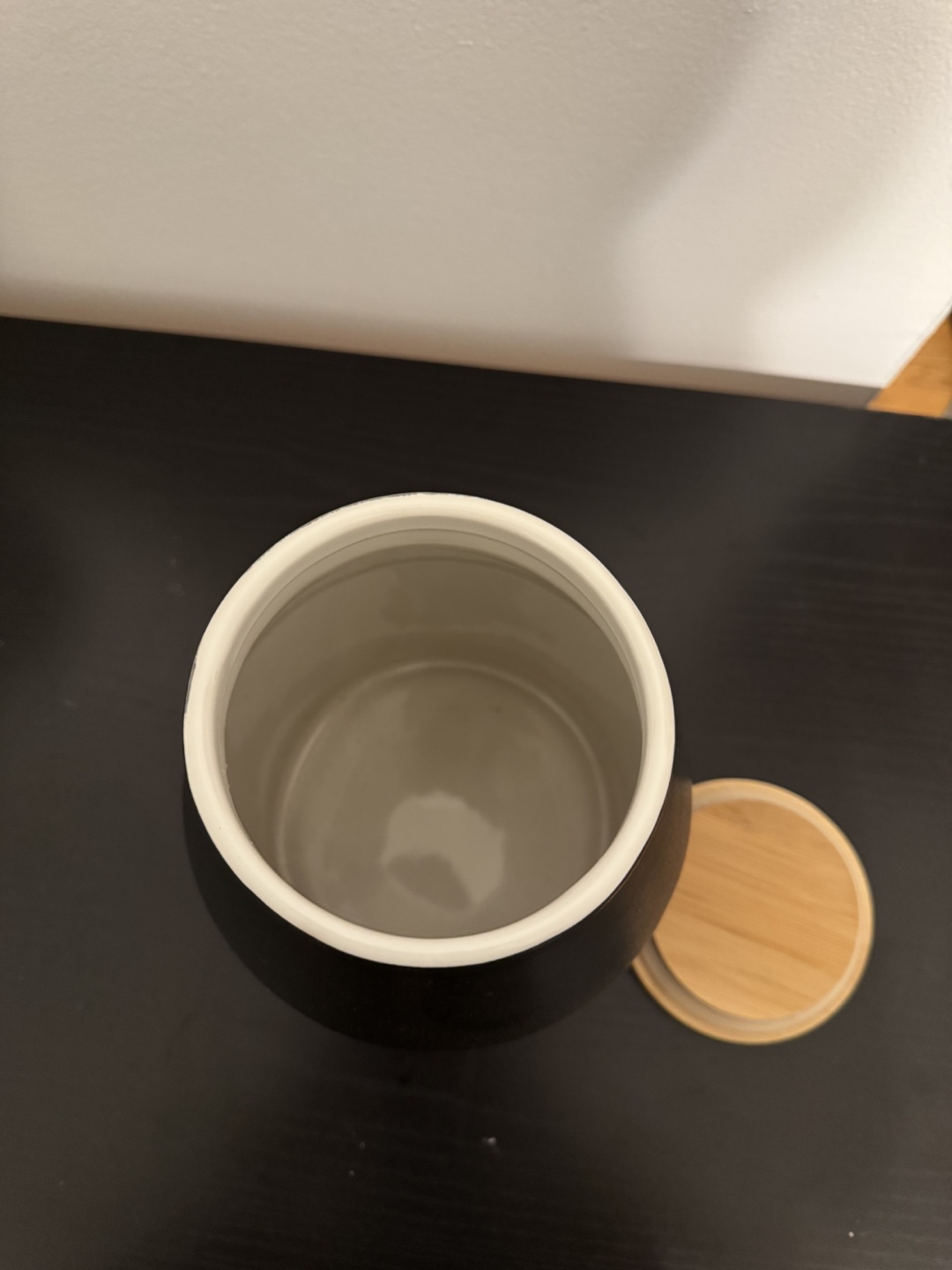 Black Ceramic Canister with Bamboo Lid - photo 2