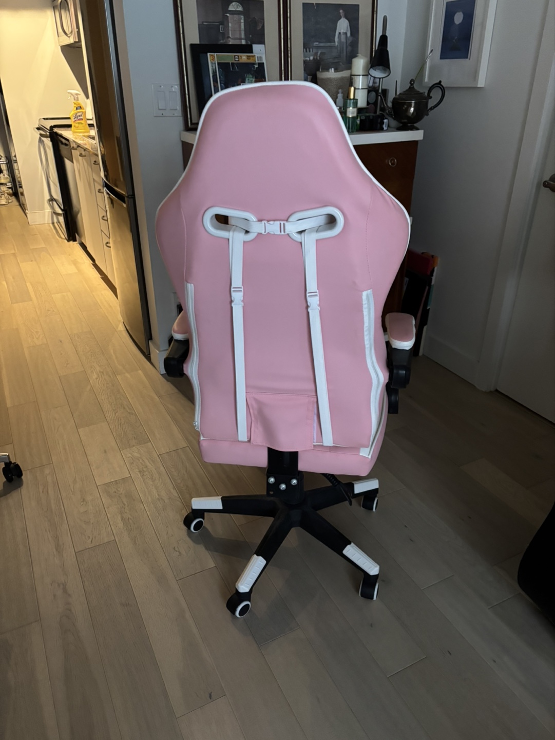 Sukida Pink and White Gaming Chair with Lumbar Support - photo 3