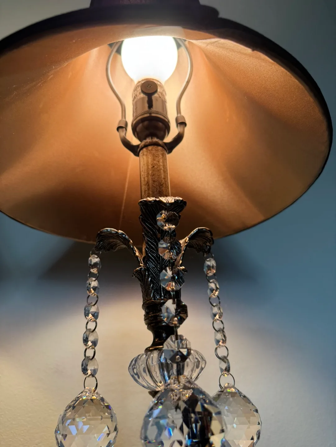Pair of Elegant Crystal Accent Lamps with Black Shades image indicator(5)