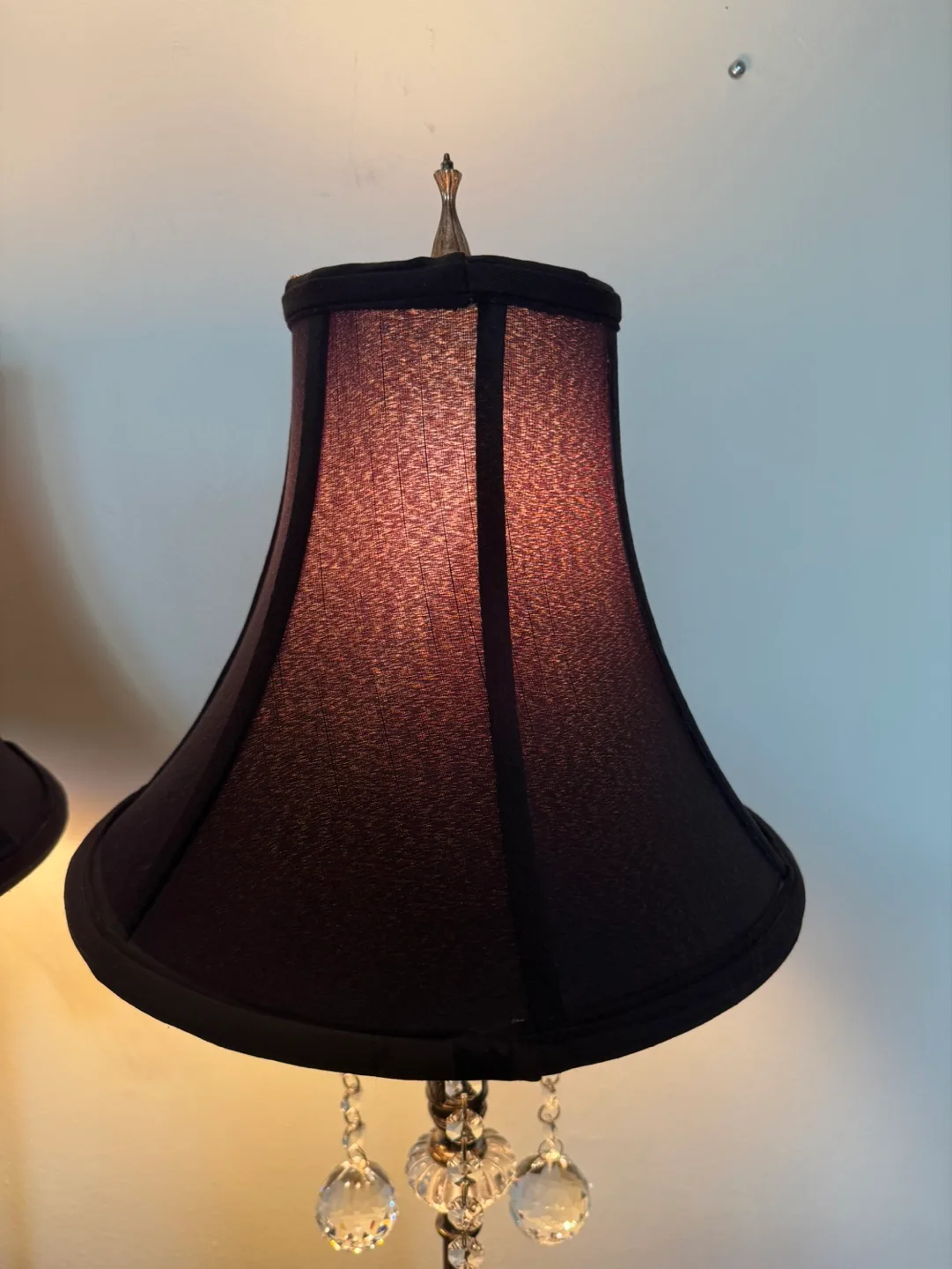 Pair of Elegant Crystal Accent Lamps with Black Shades image indicator(6)