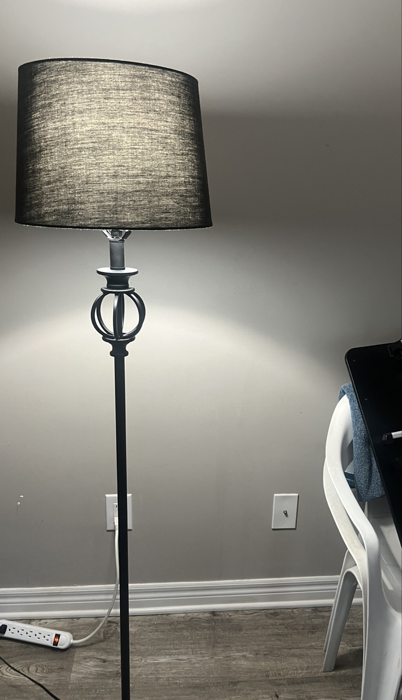 Black Floor Lamp with Fabric Shade