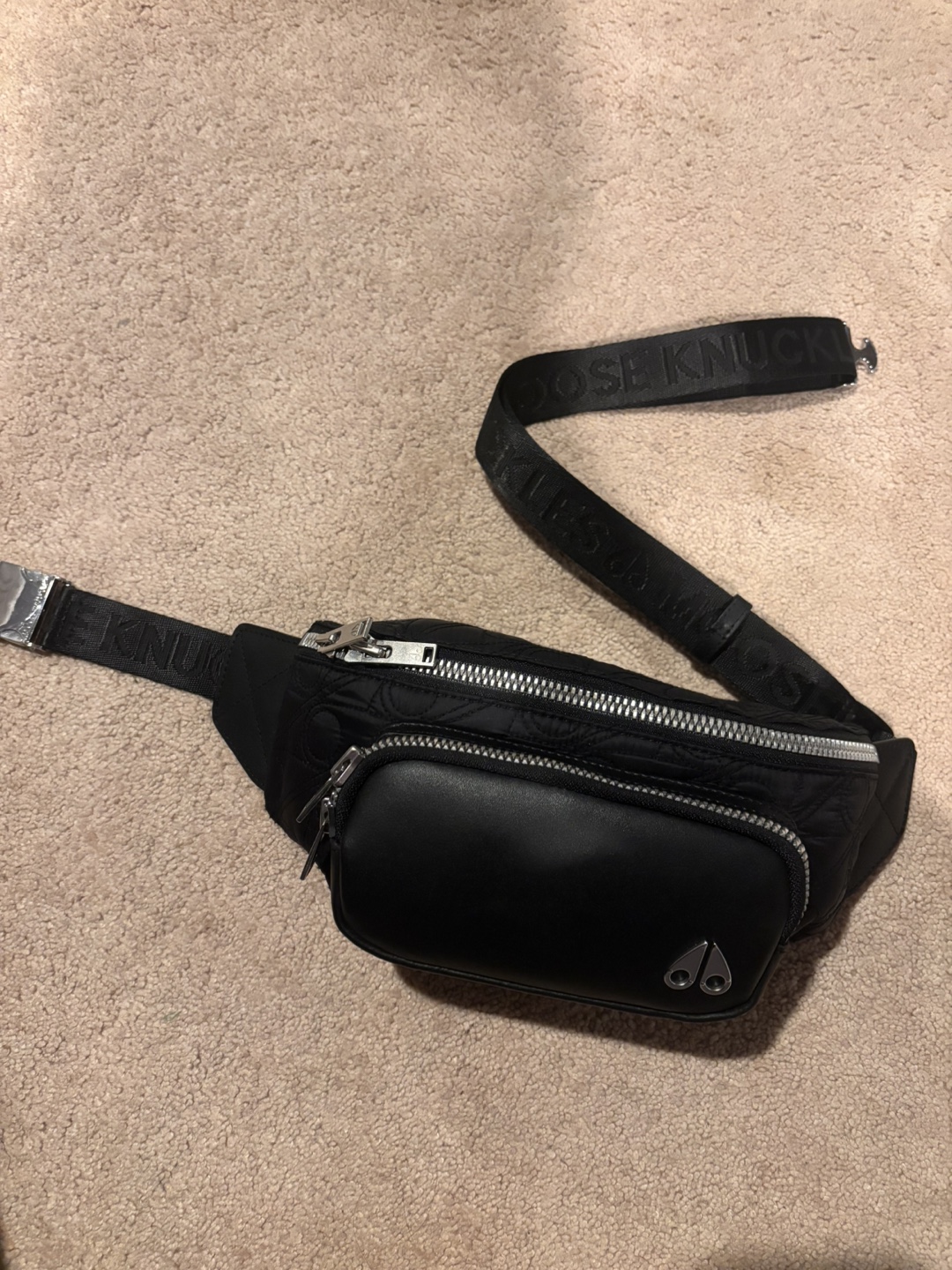 Moose Knuckles Black Quilted Fanny Pack