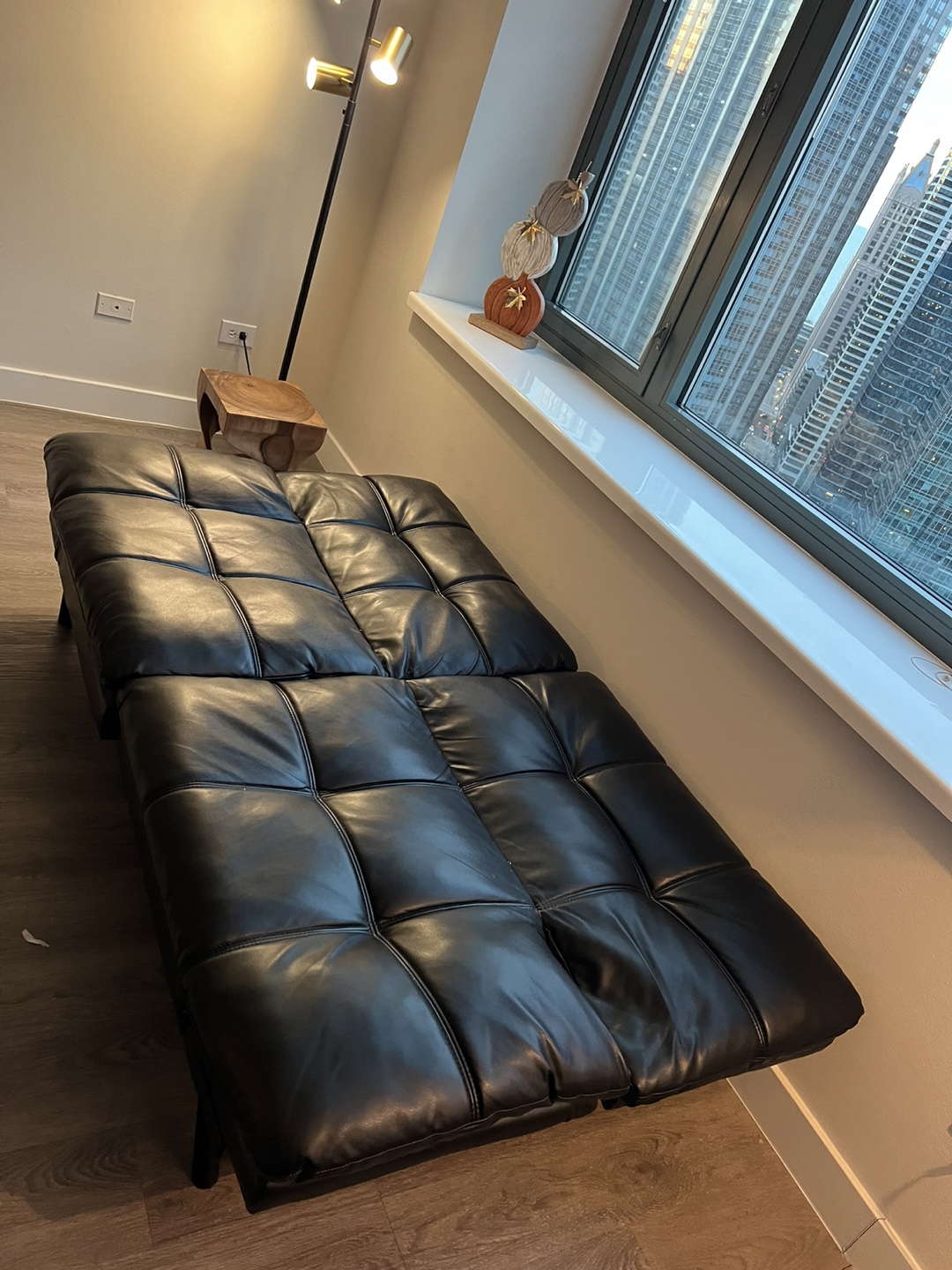 Black  Leather Futon Sofa Bed - photo 5