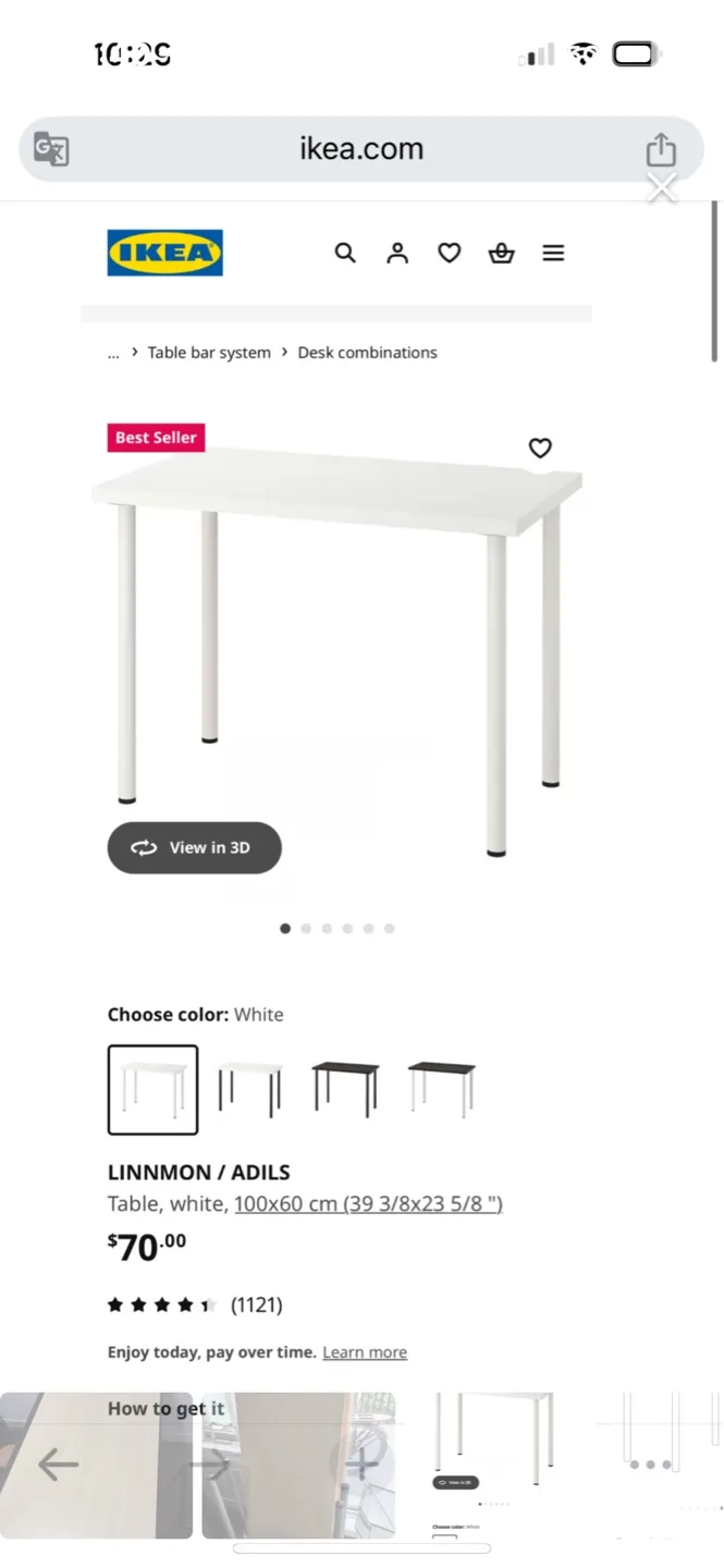 IKEA LINNMON/ADILS Desk - White - Excellent Condition image indicator(3)