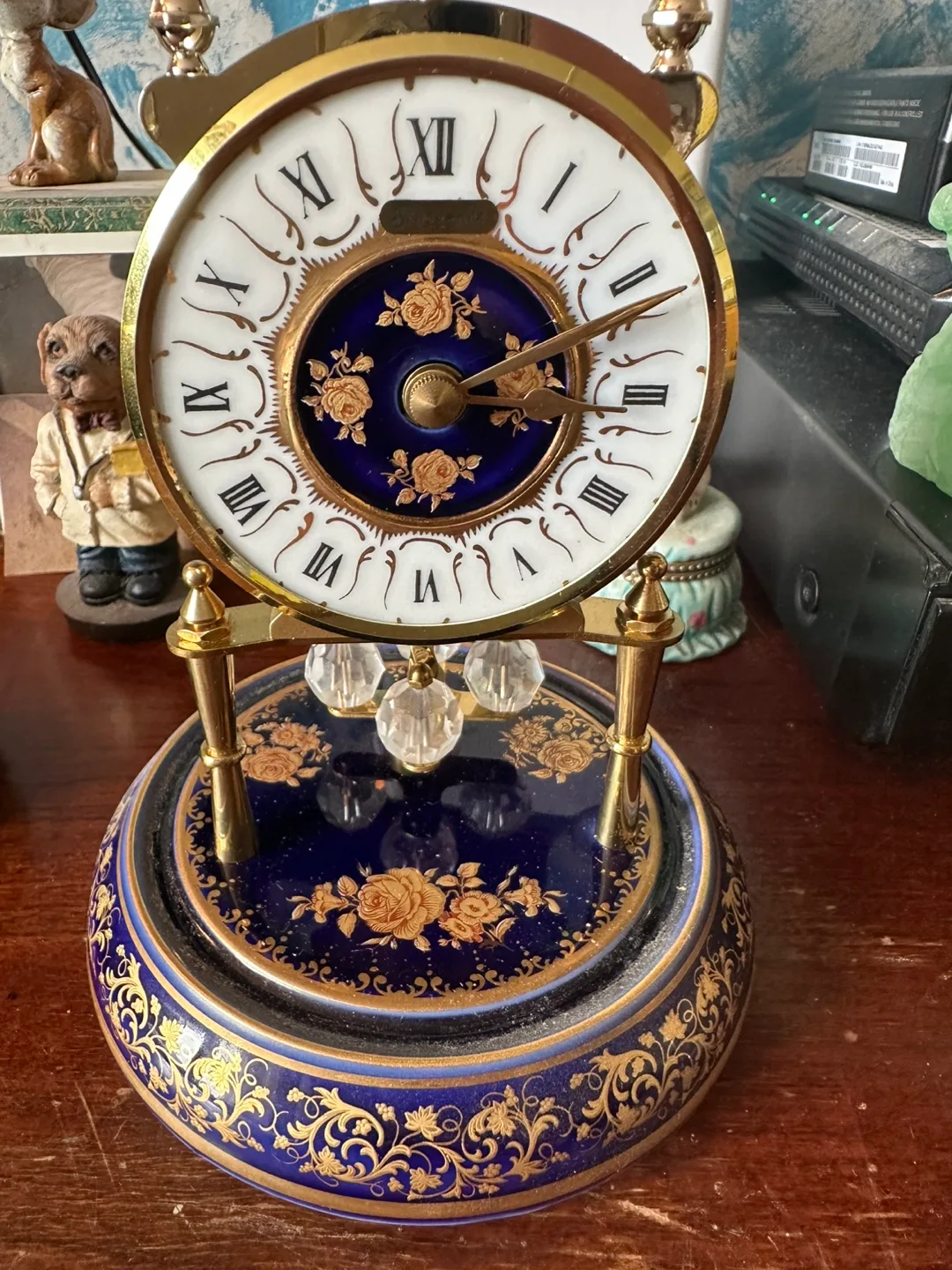 Vintage Bechmark Mantle Clock with Swarovski Crystals image indicator(7)