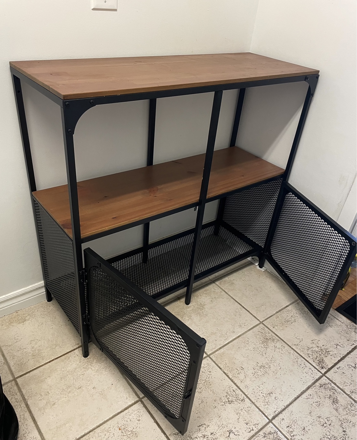 Industrial Storage Shelf with Metal Door  *pick up today*