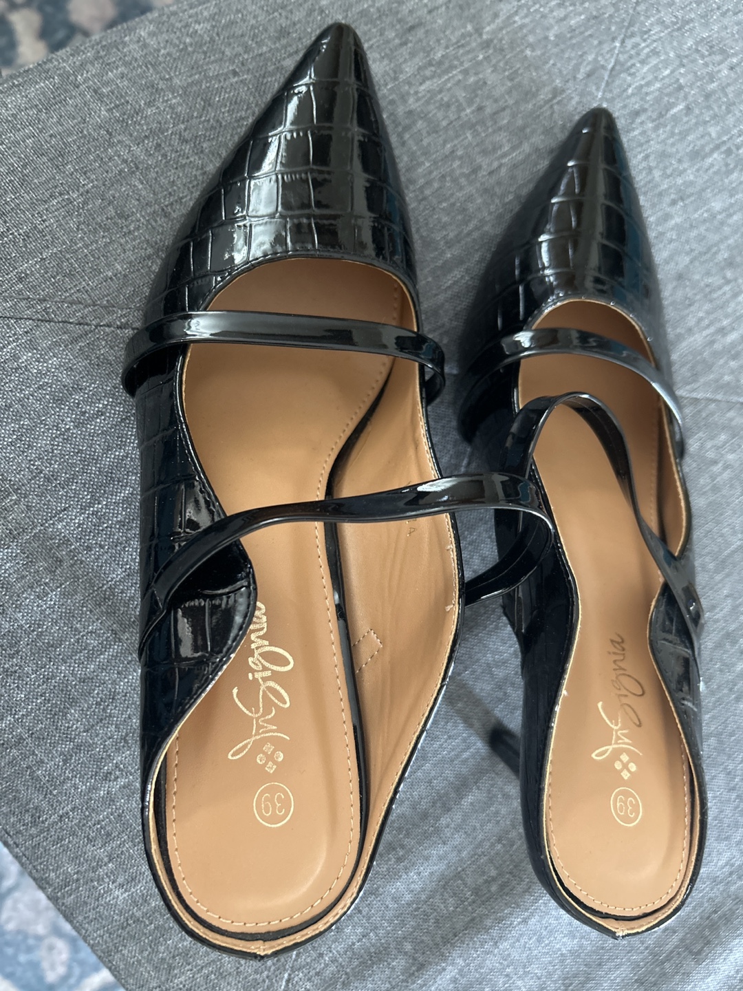 Black Croc-Embossed Mules Size 39