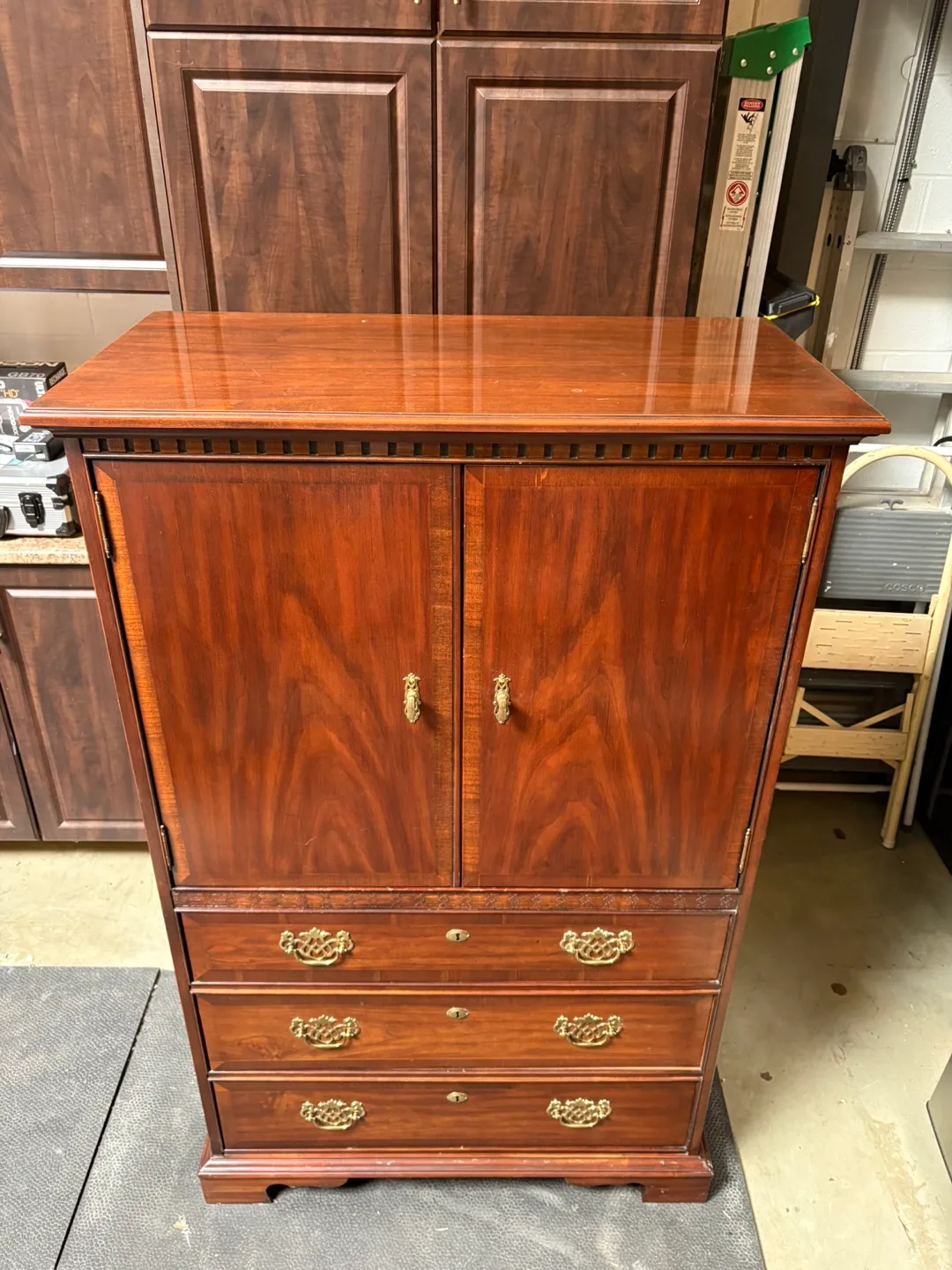 Vintage Wood Entertainment Center with Storage image indicator(2)