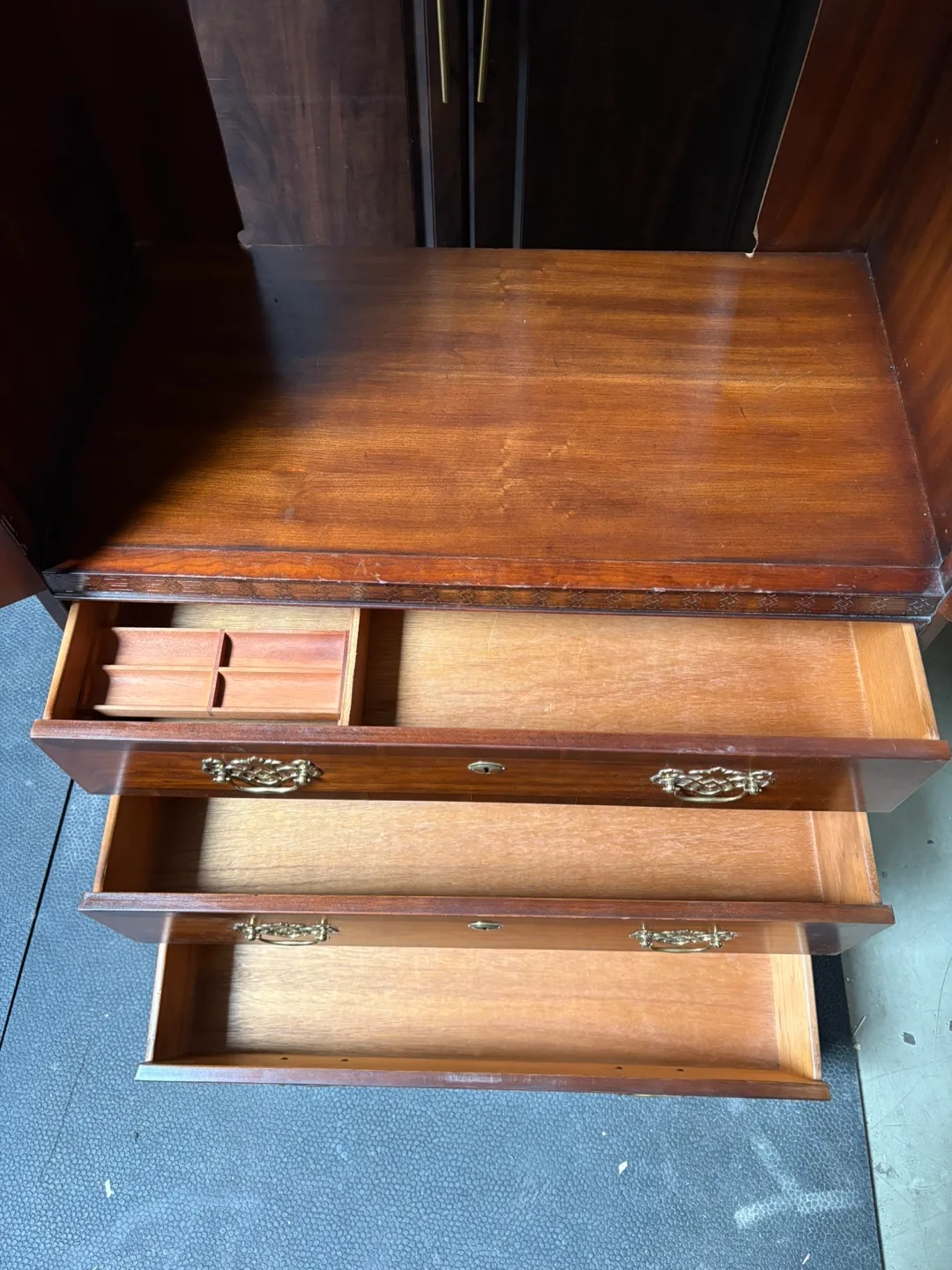 Vintage Wood Entertainment Center with Storage image indicator(5)
