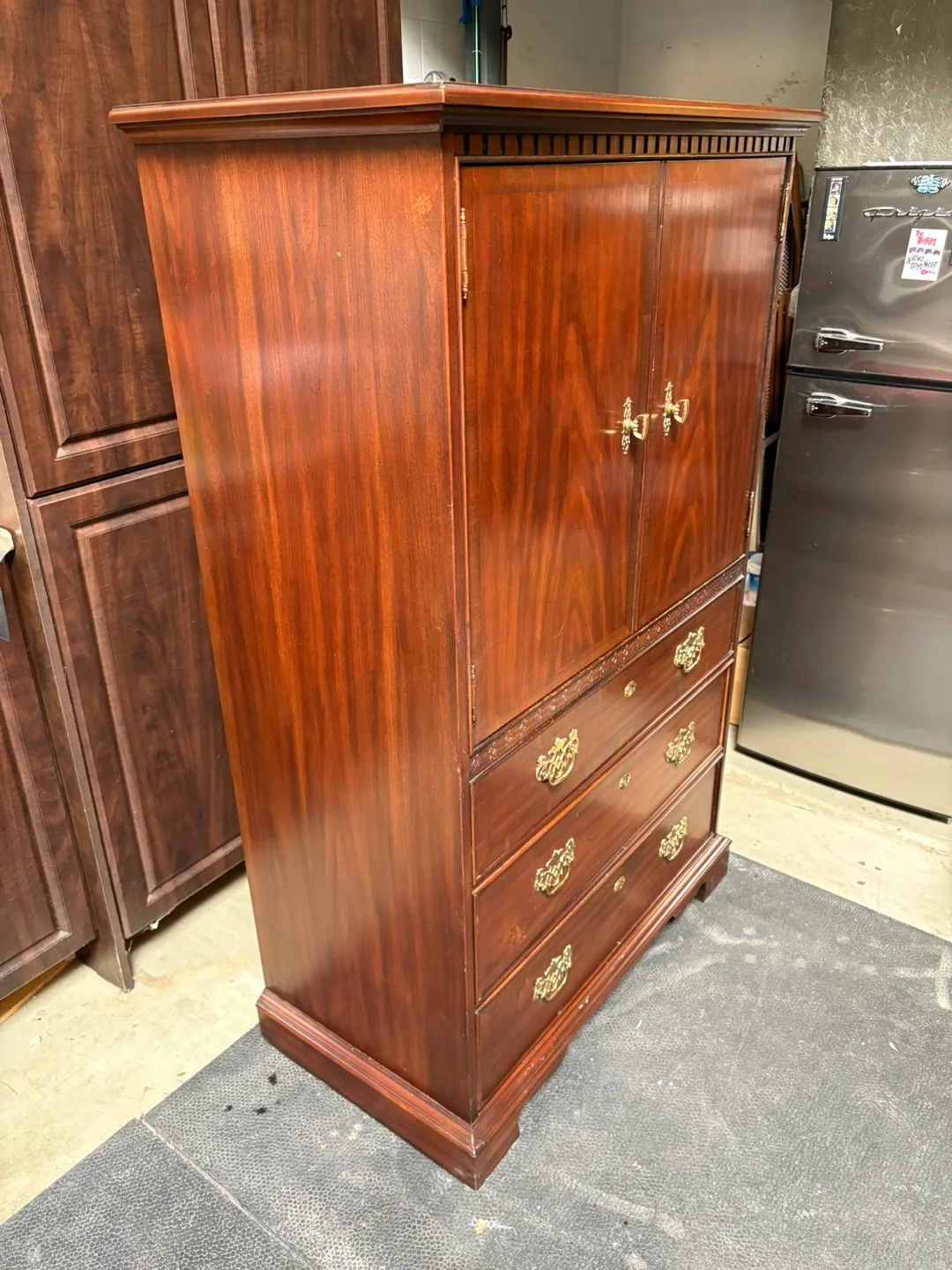 Vintage Wood Entertainment Center with Storage image indicator(3)