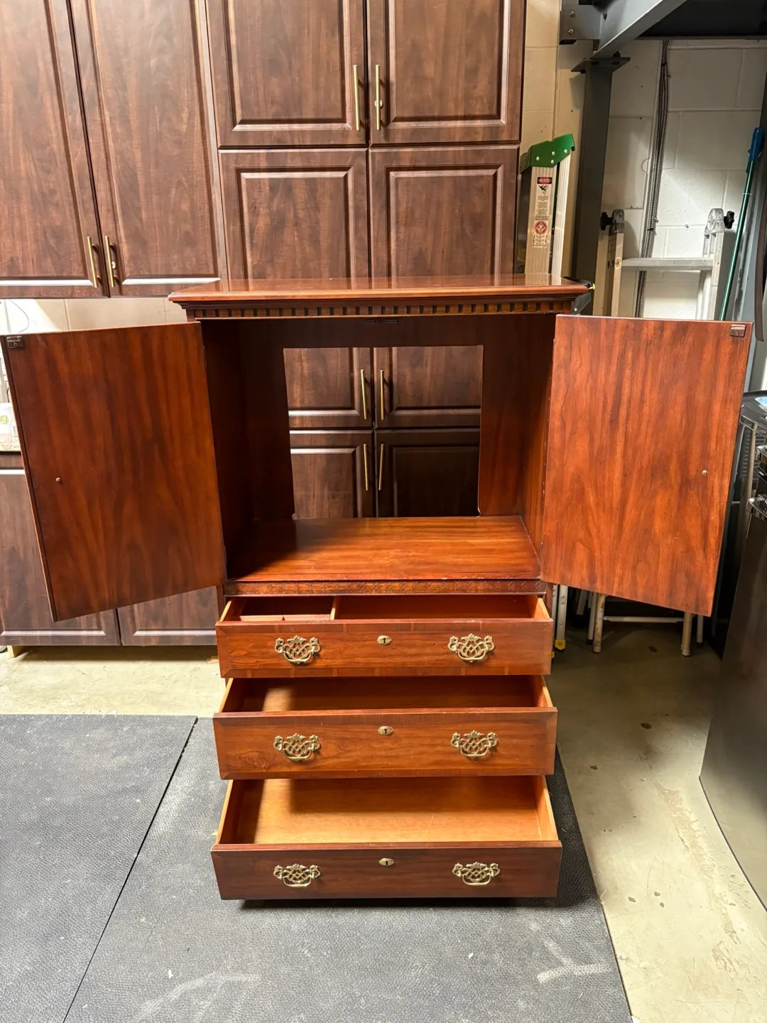 Vintage Wood Entertainment Center with Storage image indicator(4)