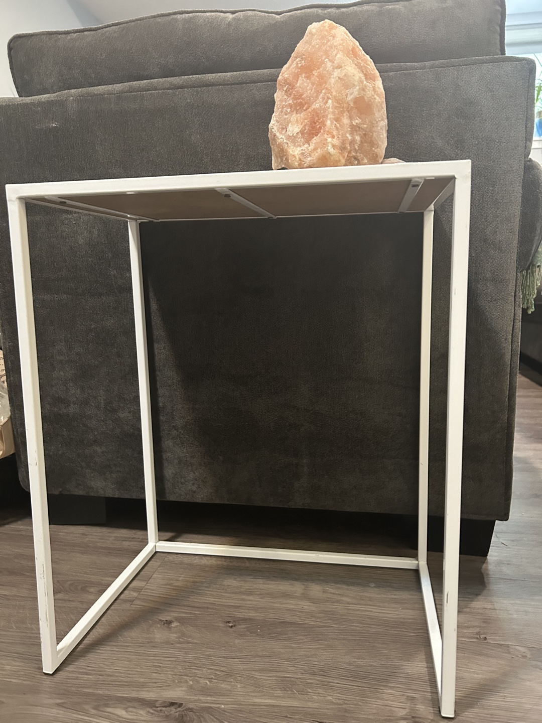 White Metal and Rattan Side Table - photo 3