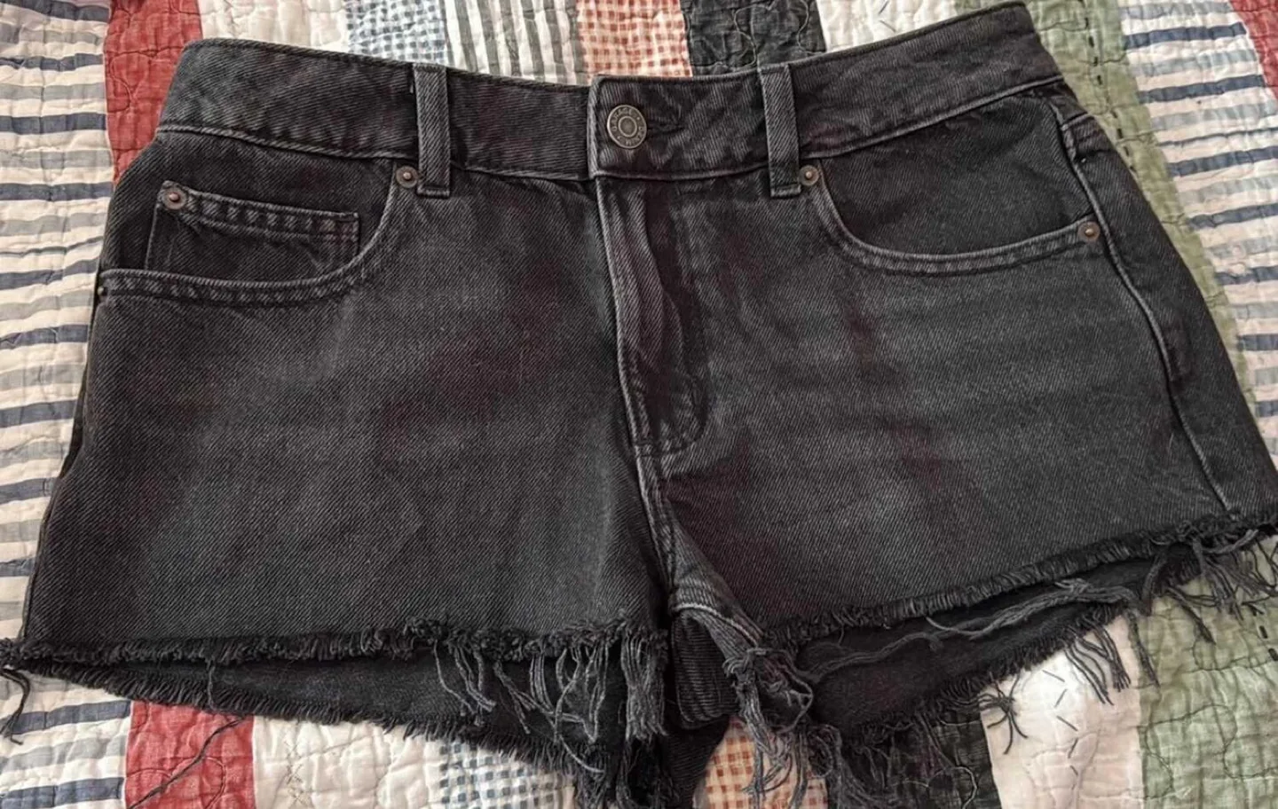 Black Denim Shorts garage low rise size 5 thumbnail