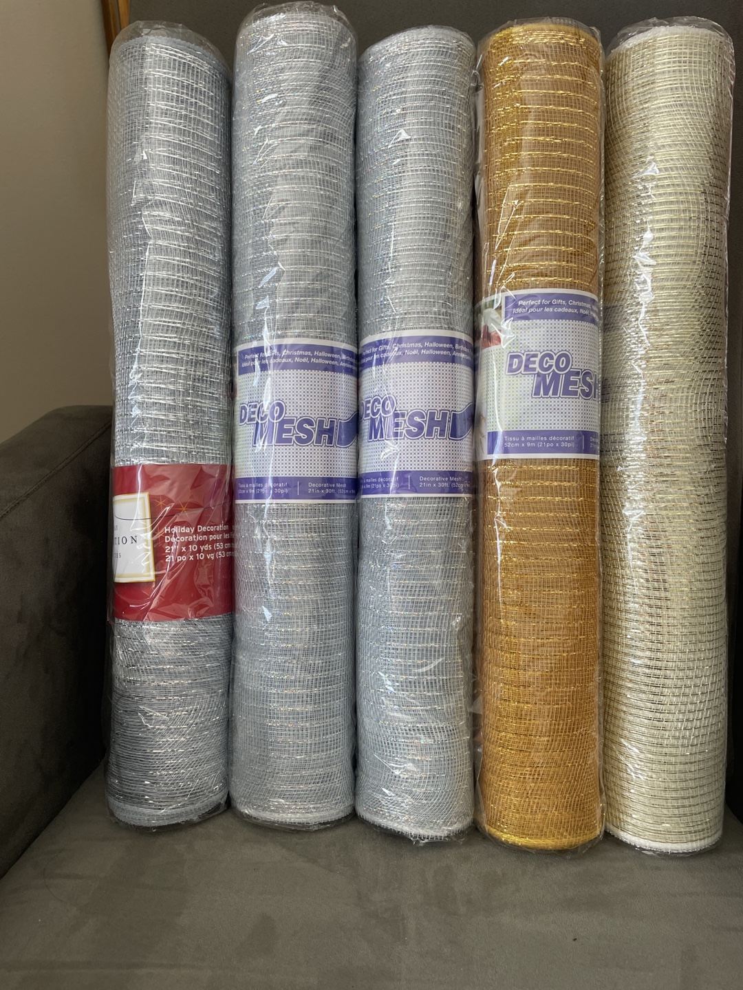 Deco Mesh Rolls - Silver and Gold