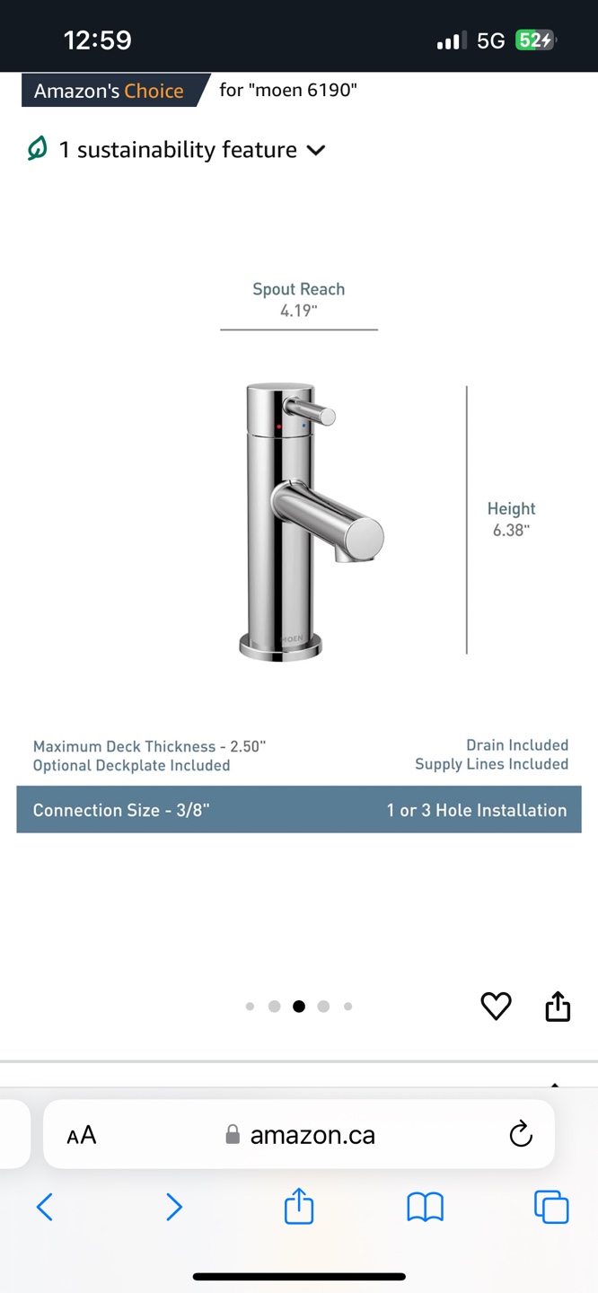 NEW Moen  6190 Chrome Bathroom Faucet - photo 2