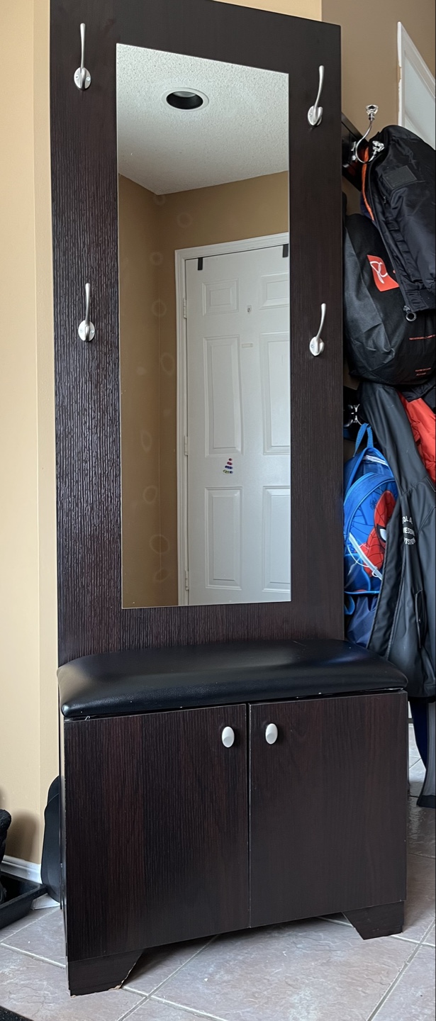 Hall Tree with Mirror and Shoe Storage