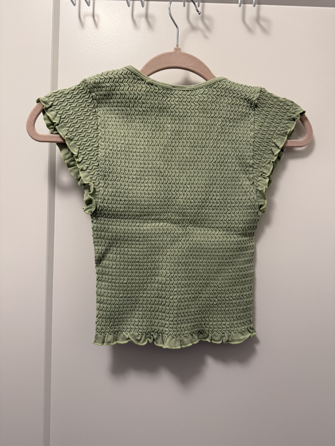 Sage Green Button-Up Crop Top - Size Small - photo 4