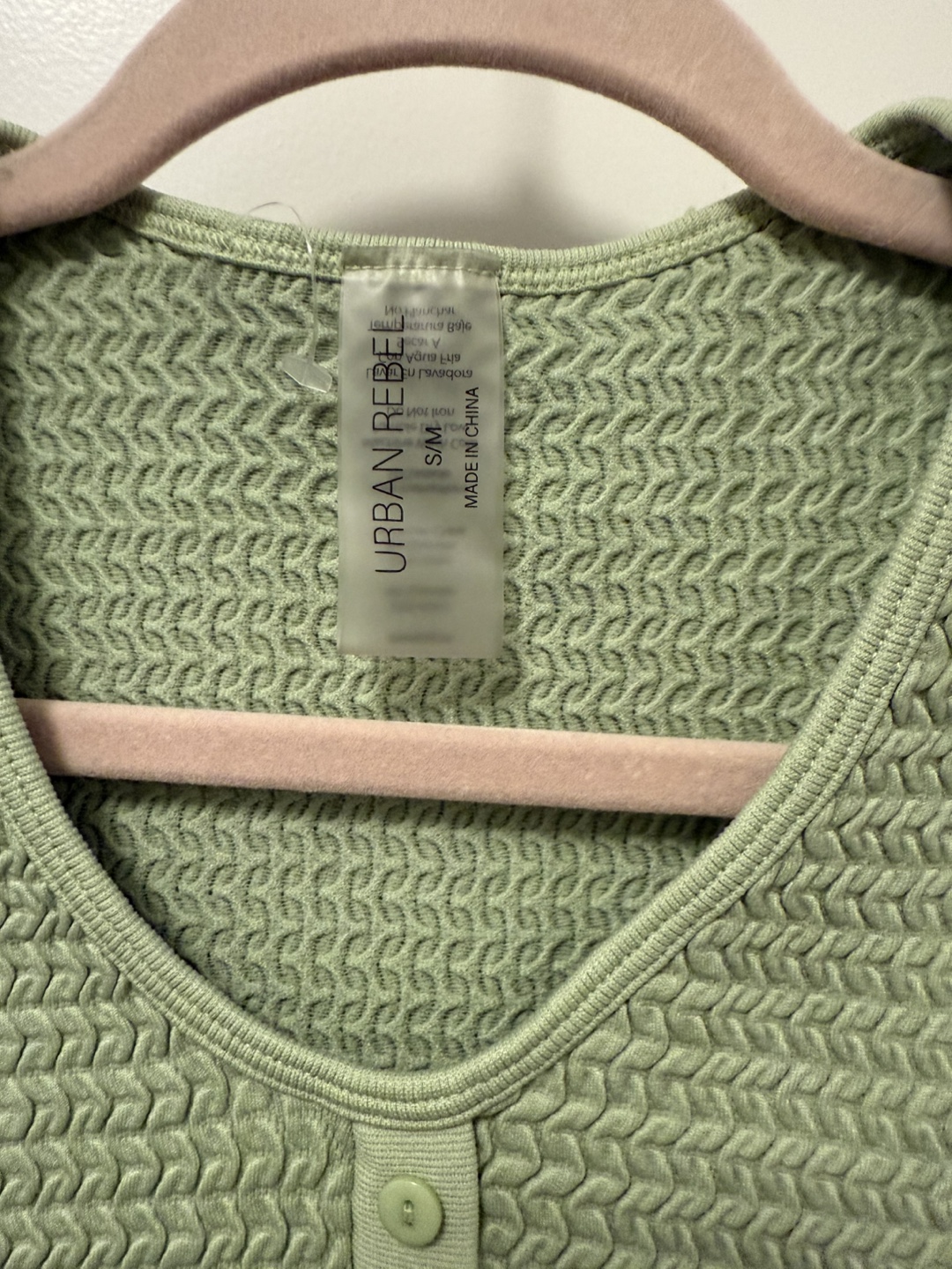 Sage Green Button-Up Crop Top - Size Small - photo 3