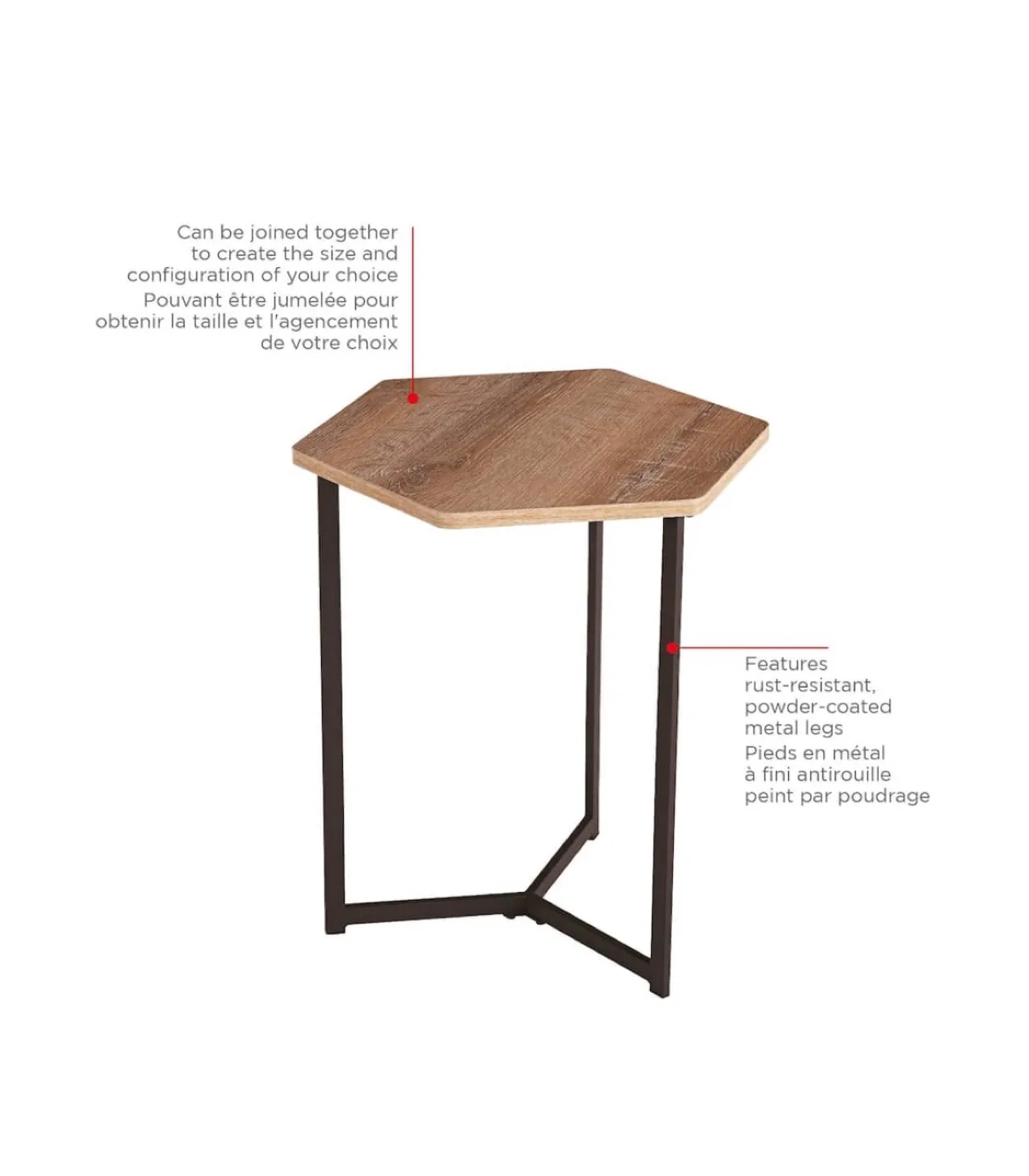 Hexagon Side Table - Modern Farmhouse Style image indicator(3)