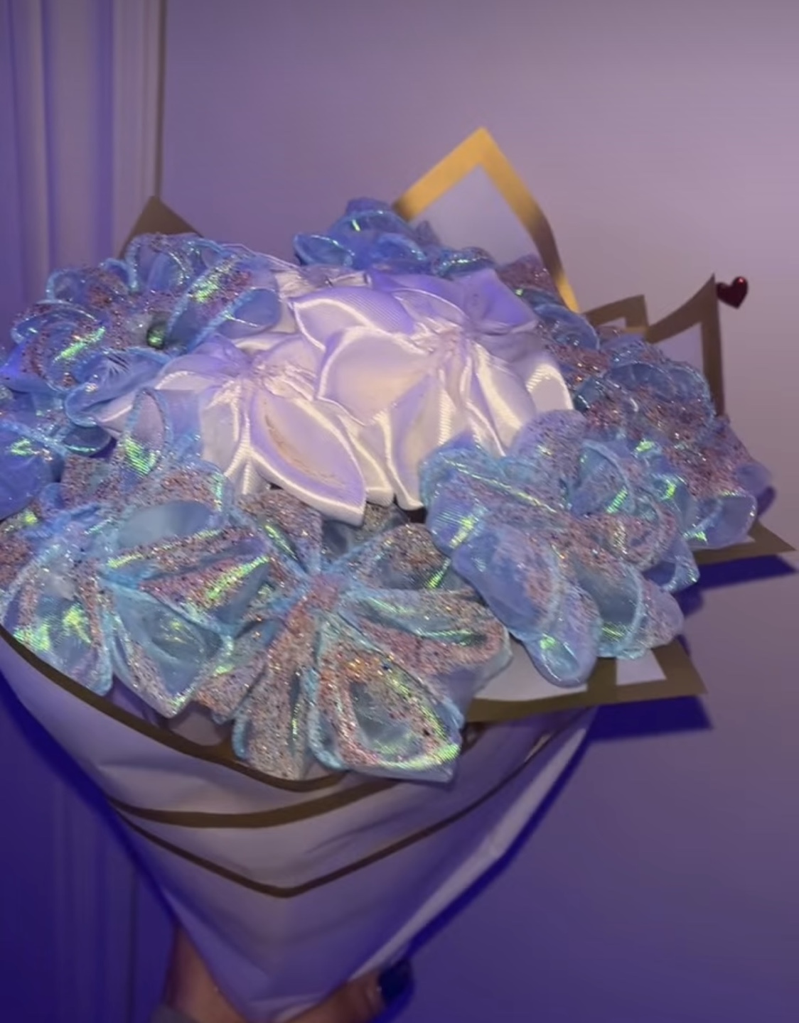 Unique handmade ribbon flower bouquet - photo 2