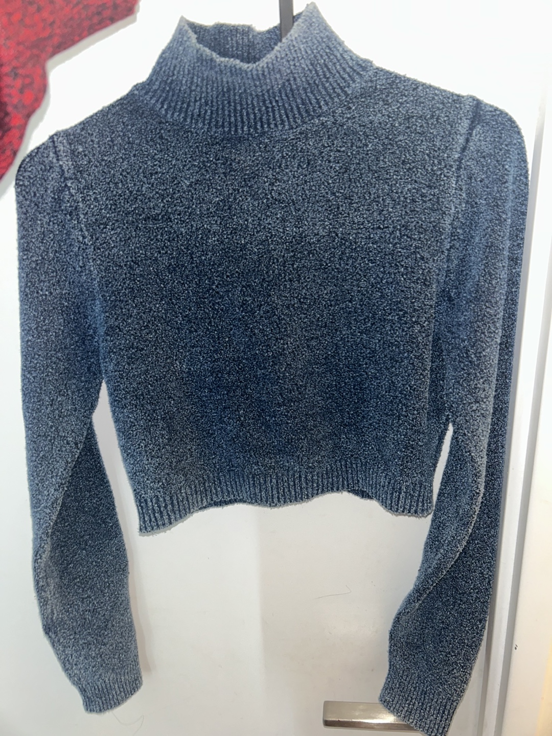Blue Zara Mock Neck Cropped Sweater - photo 2