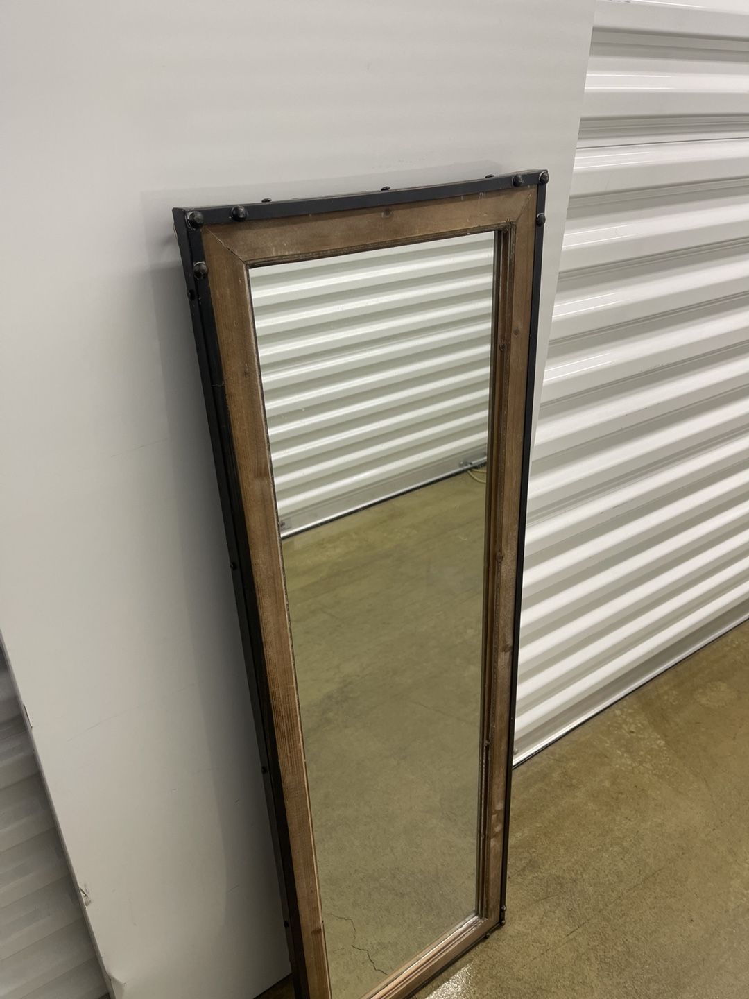 Full Length Leaner Mirror with Wood and Metal Frame - photo 2