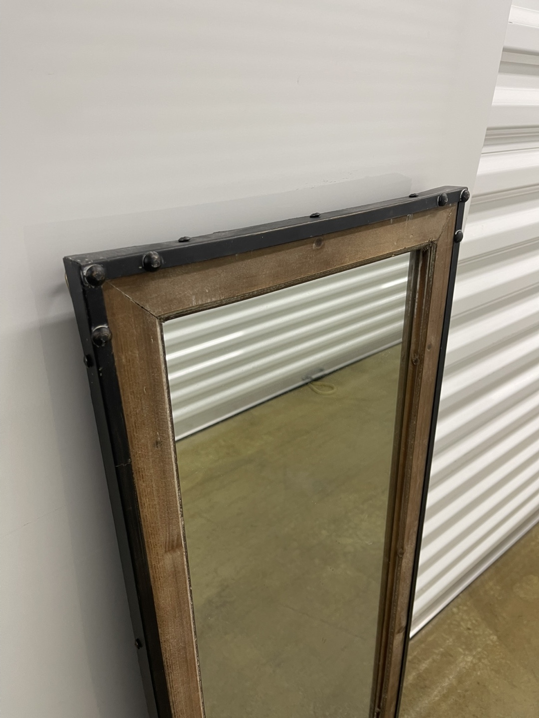 Full Length Leaner Mirror with Wood and Metal Frame - photo 3