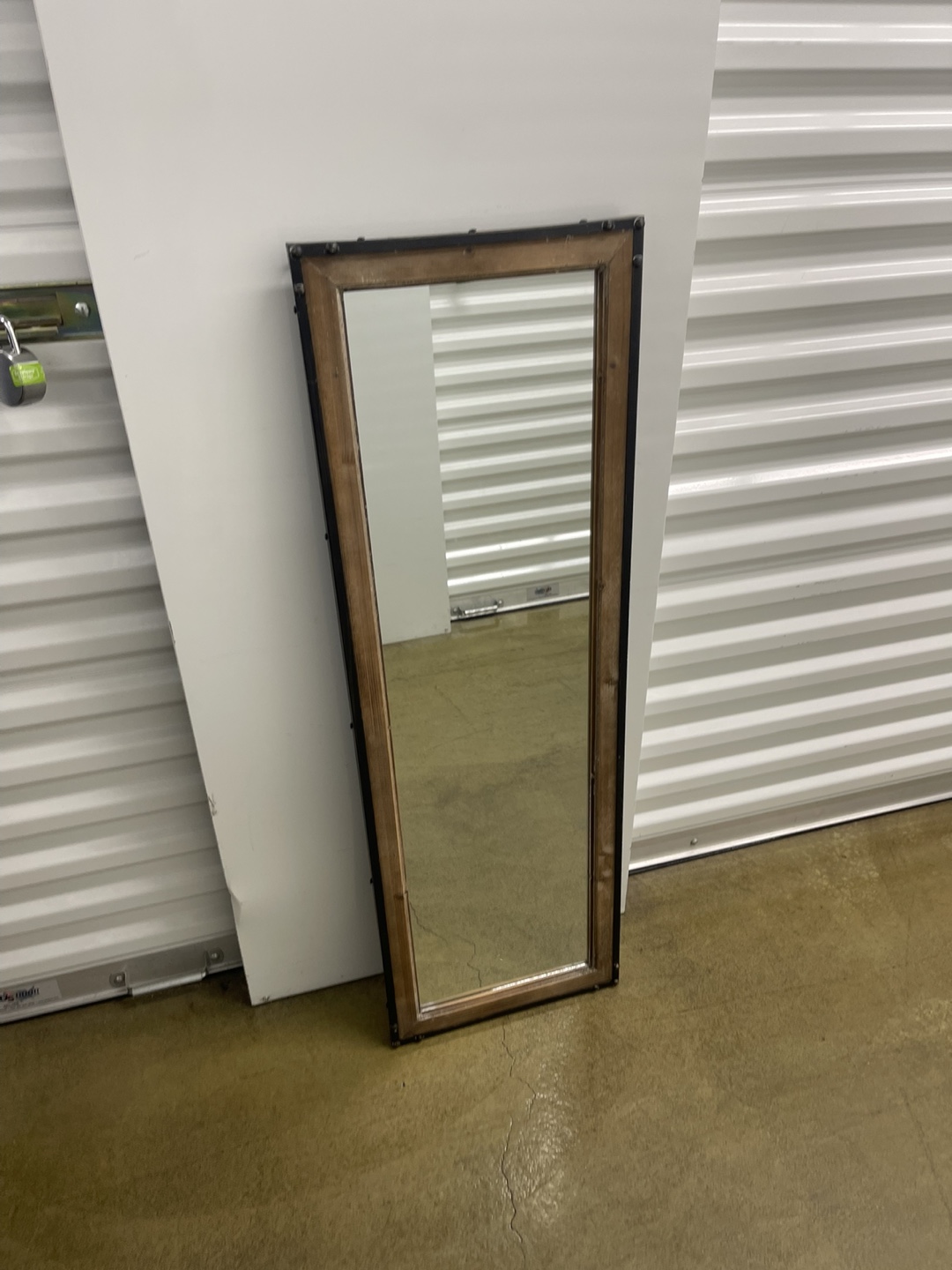Full Length Leaner Mirror with Wood and Metal Frame