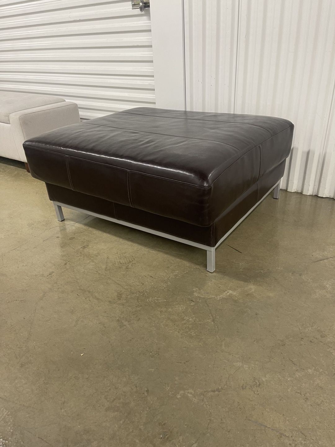 Brown Leather Ottoman