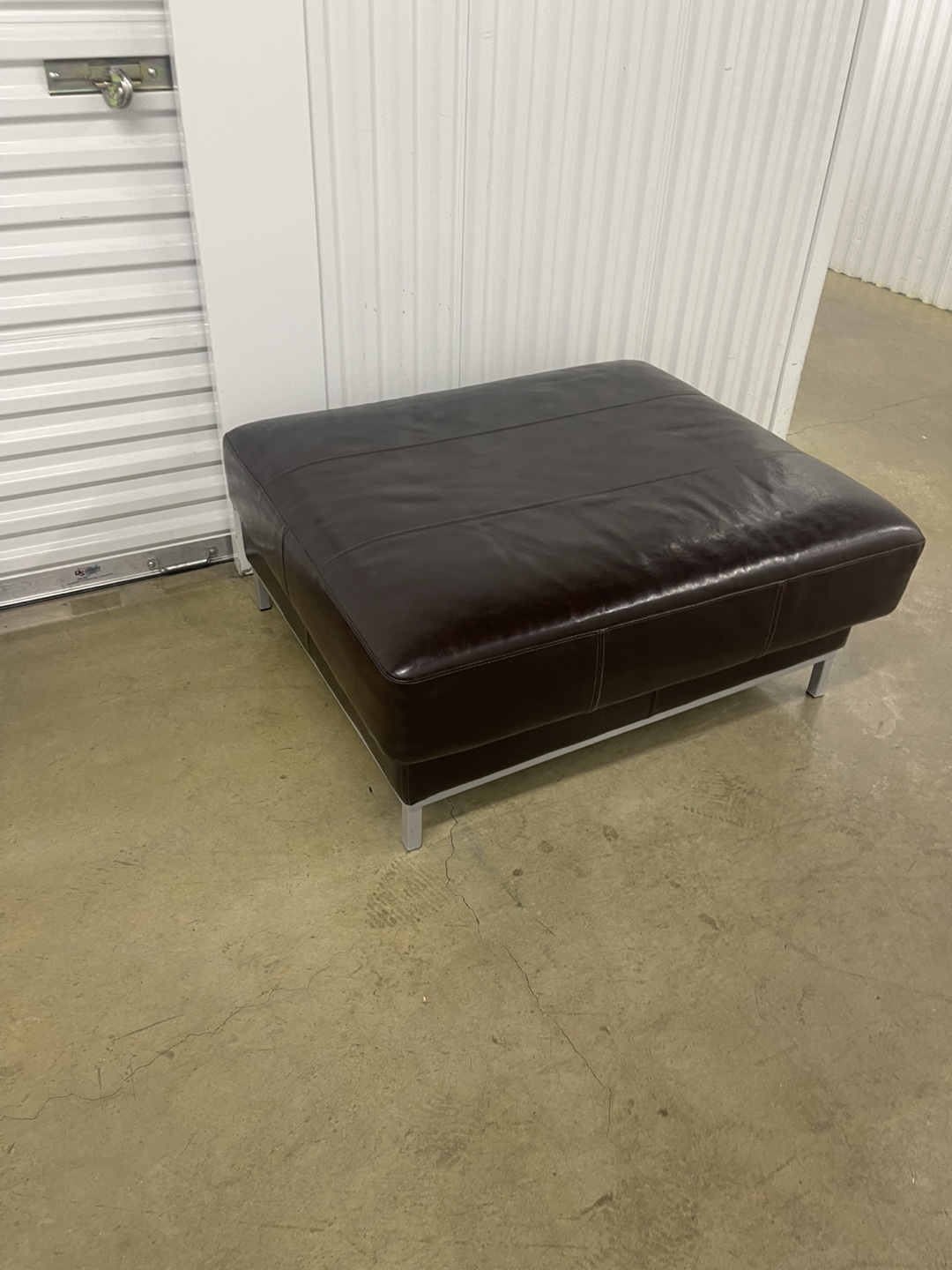 Brown Leather Ottoman - photo 3