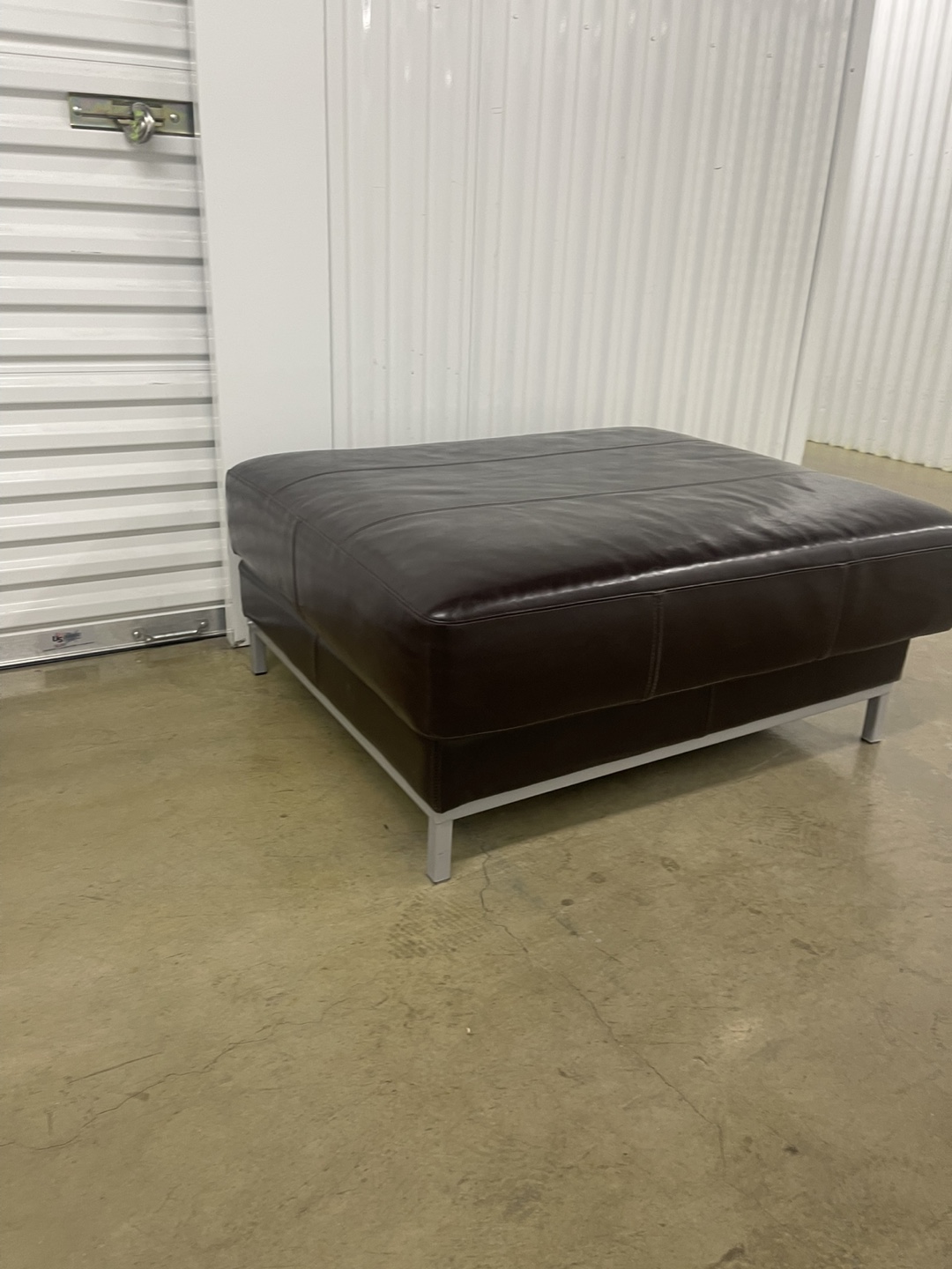 Brown Leather Ottoman - photo 2