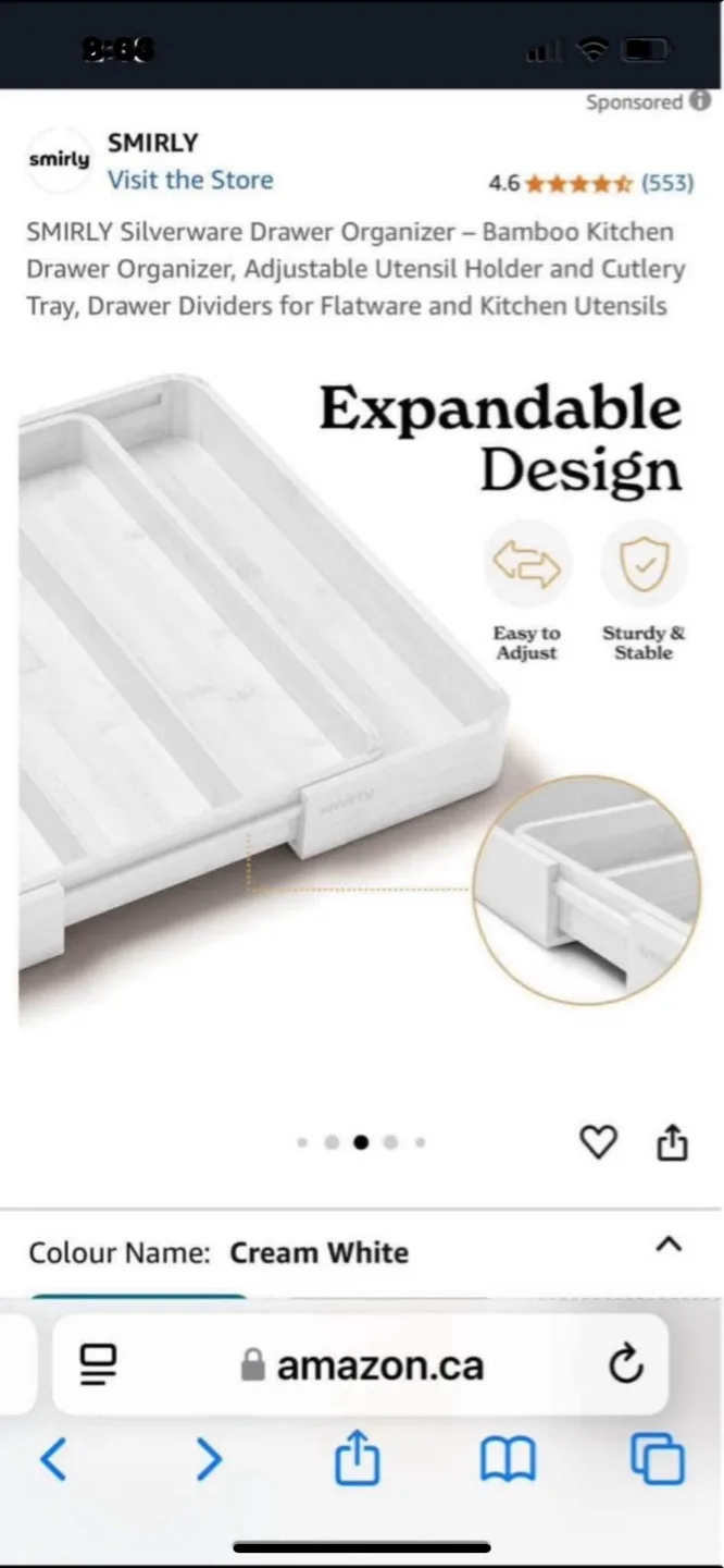 NEW Smirly Bamboo Kitchen Drawer Organizer - 5 Slot Expandable image indicator(4)