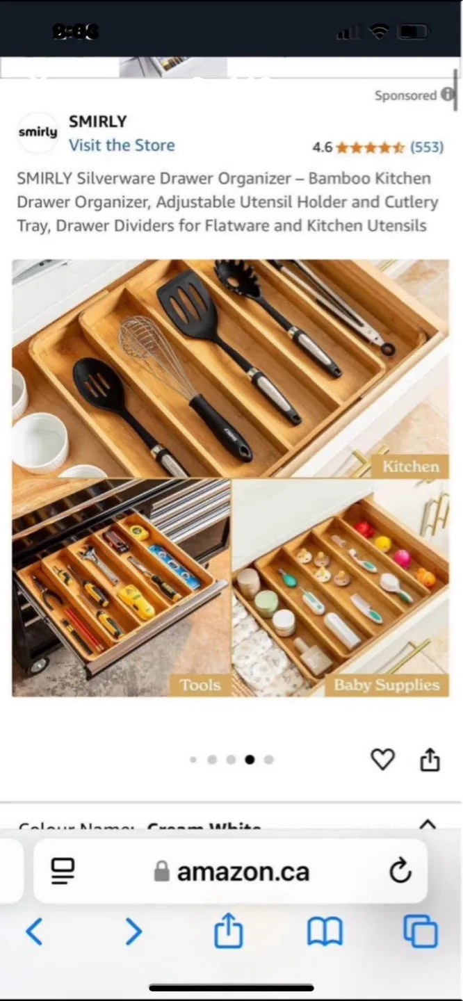 NEW Smirly Bamboo Kitchen Drawer Organizer - 5 Slot Expandable image indicator(5)