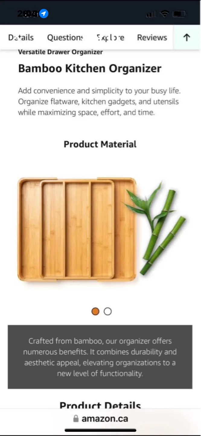 NEW Smirly Bamboo Kitchen Drawer Organizer - 5 Slot Expandable image indicator(7)