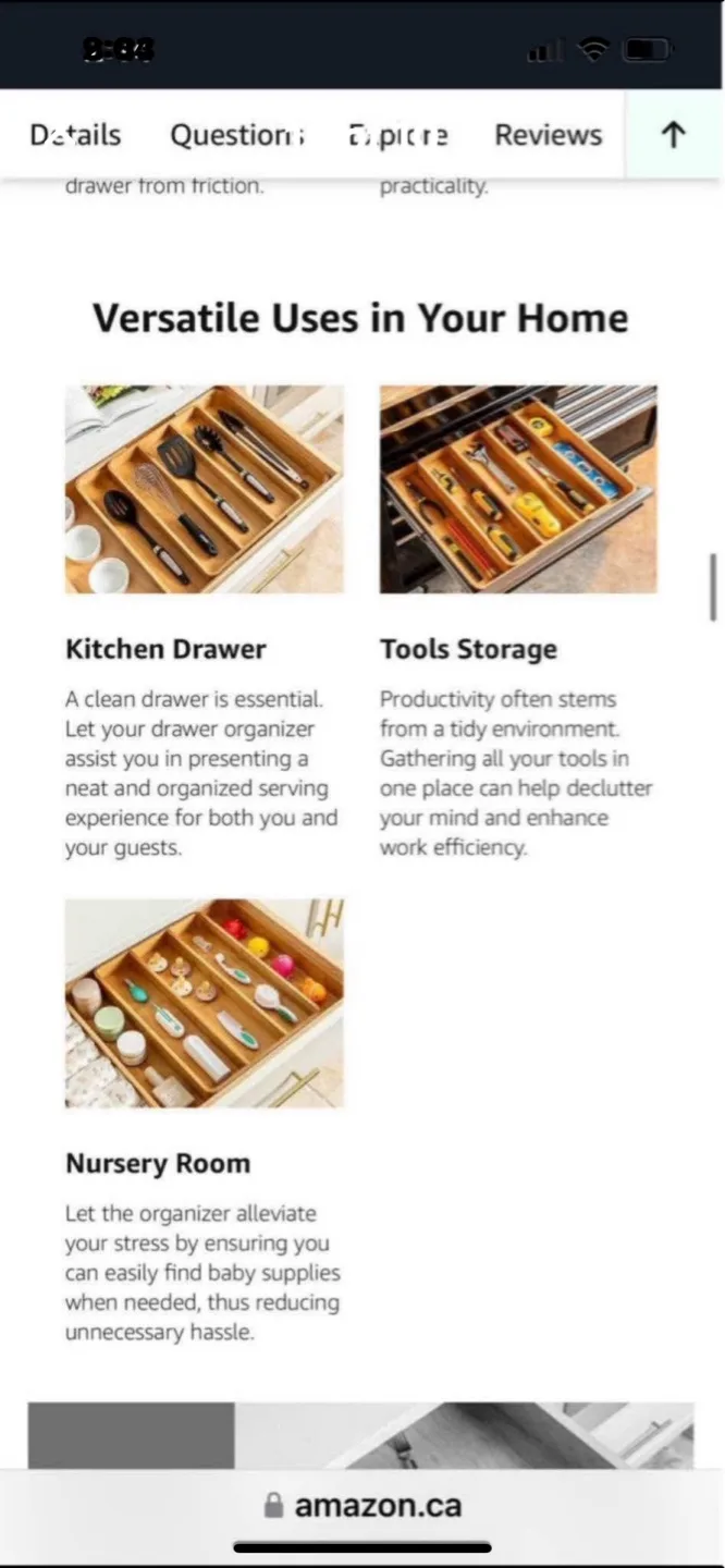 NEW Smirly Bamboo Kitchen Drawer Organizer - 5 Slot Expandable image indicator(9)