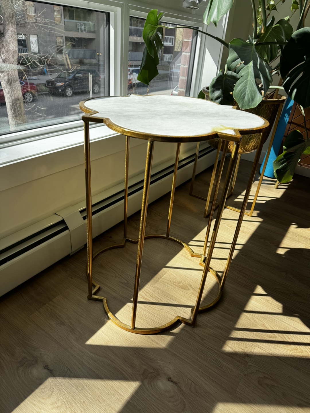 Gold Metal and Marble Accent Table - photo 4