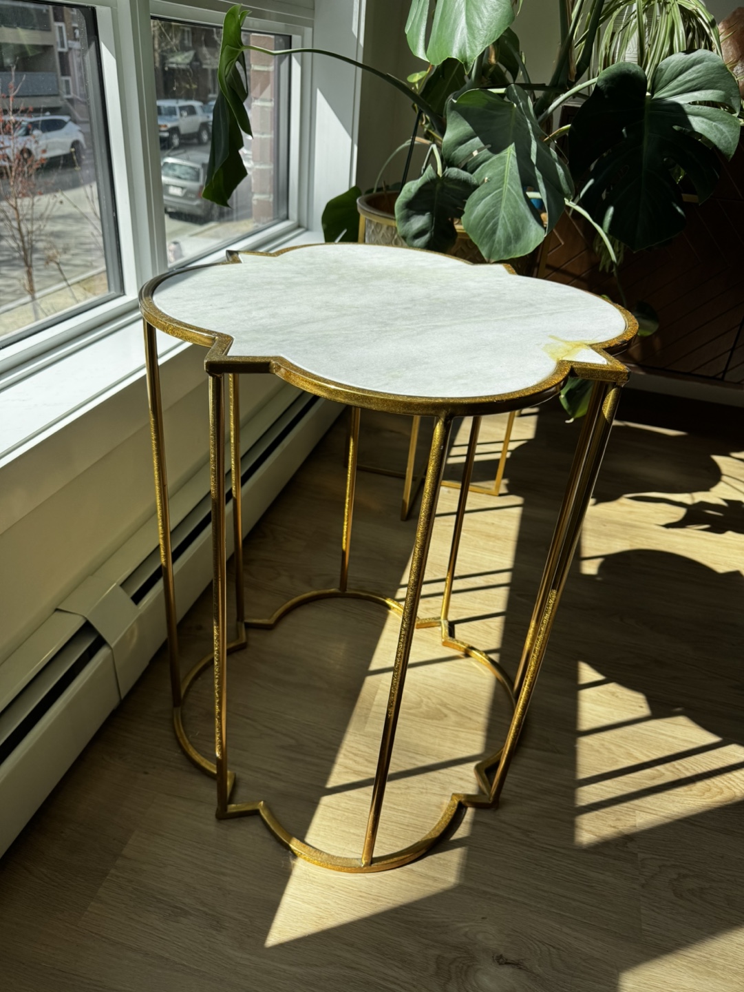 Gold Metal and Marble Accent Table - photo 3
