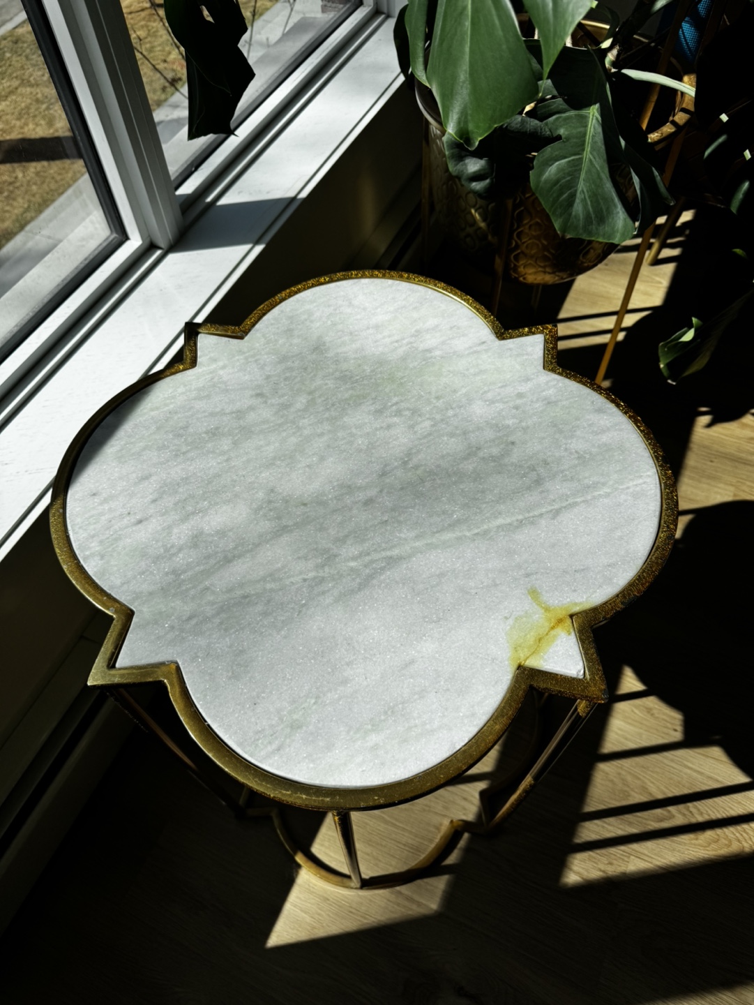 Gold Metal and Marble Accent Table - photo 2