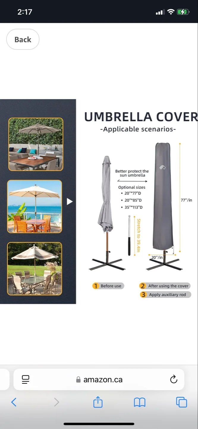 Outdoor Umbrella Cover with Auxiliary Rod image indicator(3)