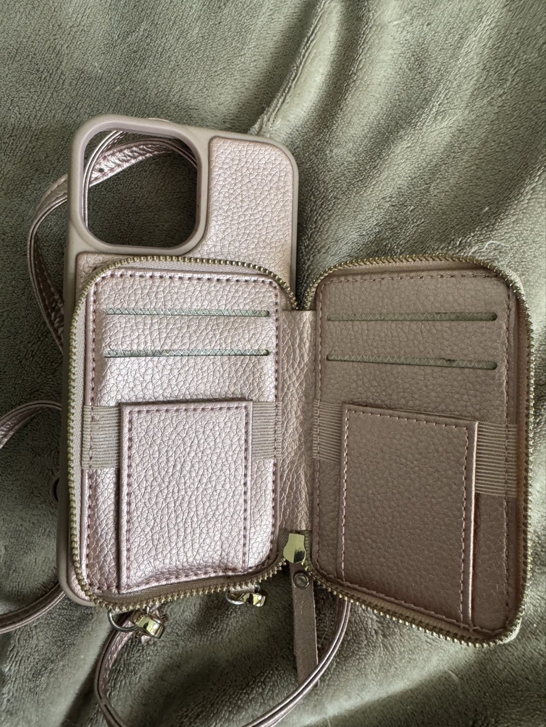 💚Rose Gold iPhone ProMax Case with Crossbody Strap and Wallet