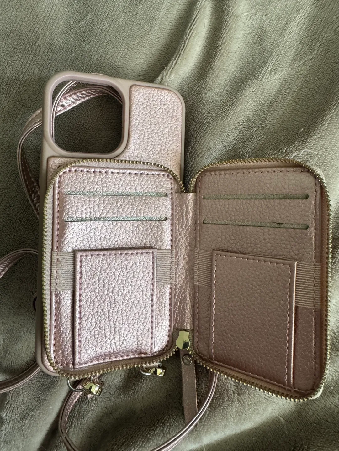 💚Rose Gold iPhone ProMax Case with Crossbody Strap and Wallet thumbnail