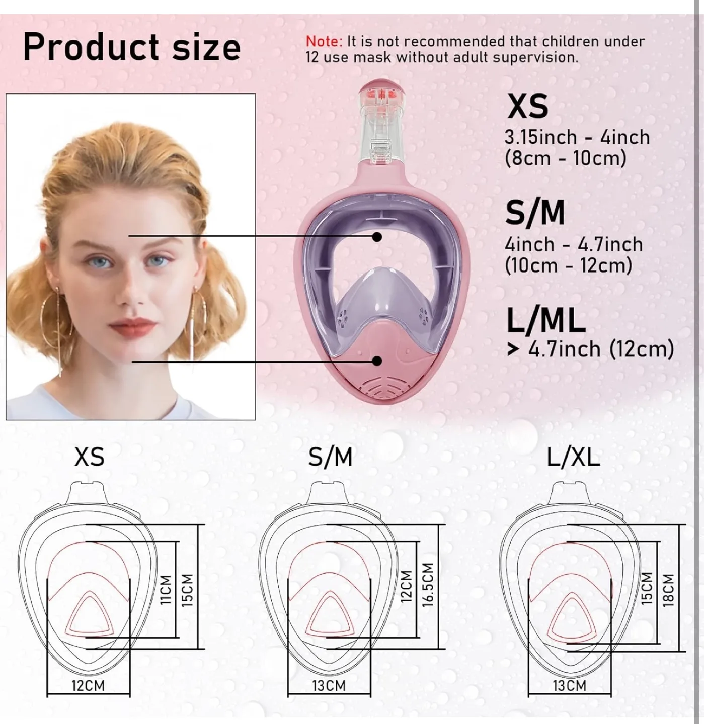 New Full Face Snorkel Mask - Pink - Foldable & Easy Storage image indicator(4)