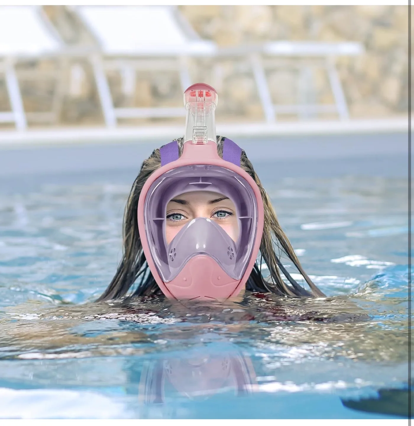 New Full Face Snorkel Mask - Pink - Foldable & Easy Storage image indicator(7)