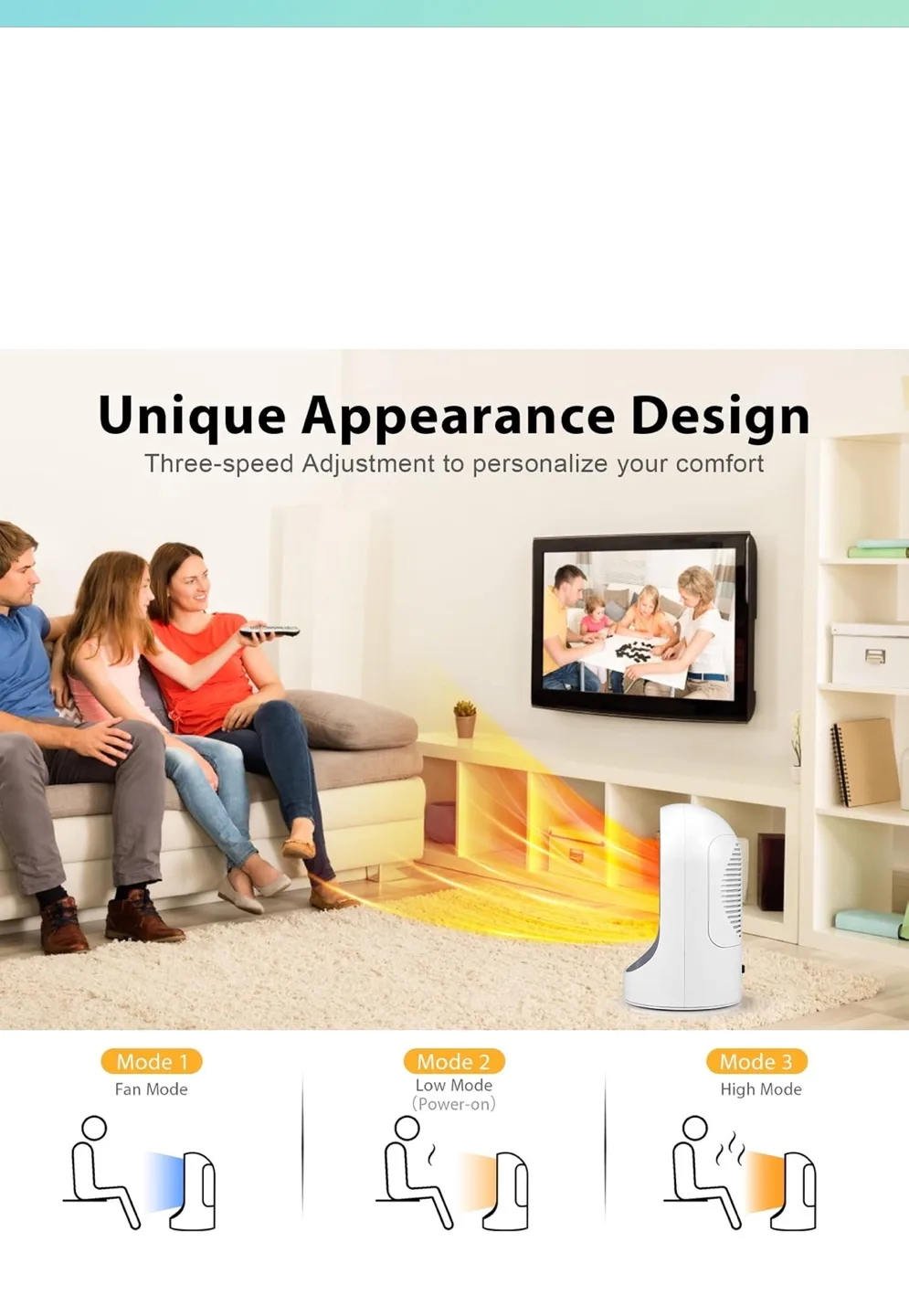 Portable Oscillating Electric Heater with Auto Shut-off Timer image indicator(5)