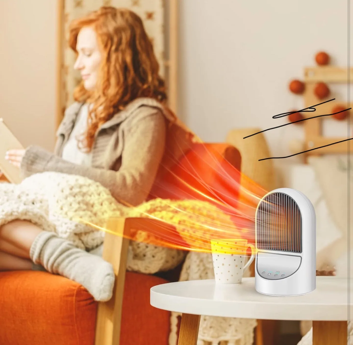 Portable Oscillating Electric Heater with Auto Shut-off Timer image indicator(8)