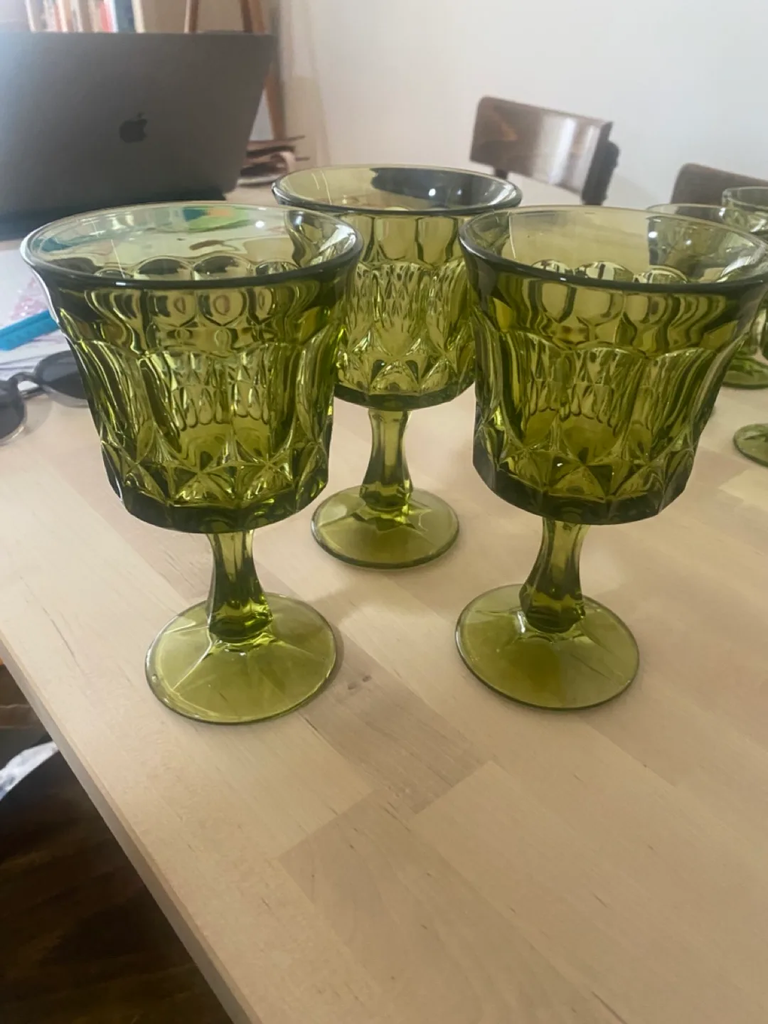 Set of tall Vintage Green Goblets thumbnail